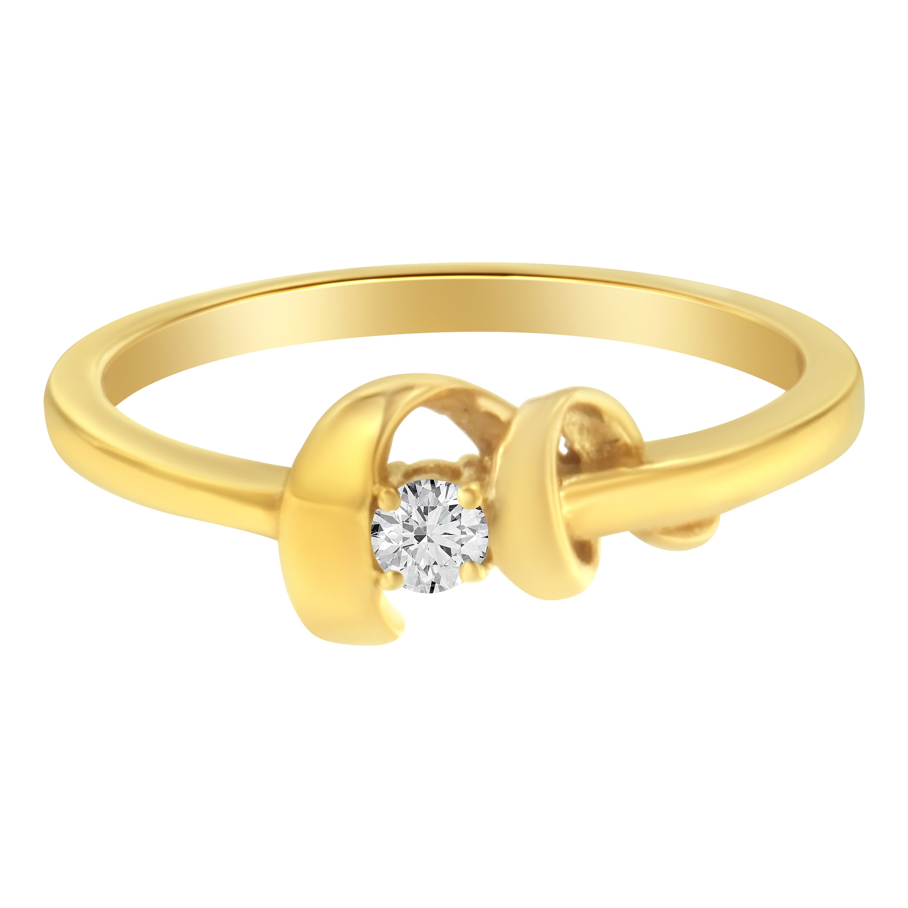 10K Yellow Gold 1/10 Cttw Brilliant Round-Cut Diamond Swirling Solitaire Promise Ring (H-I Color, Si2-I1 Clarity) - Size 5