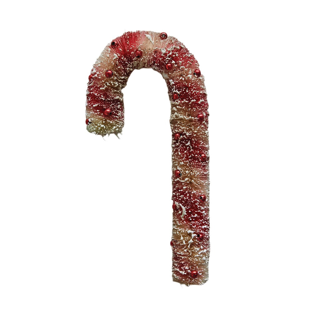 10"H Sisal Bottle Brush Candy Cane w/ Beads
