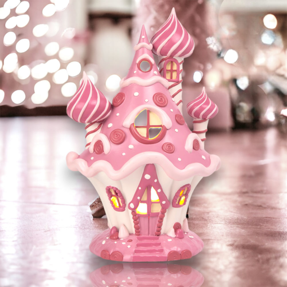 10" LED Pink Candy Castle by December Diamonds