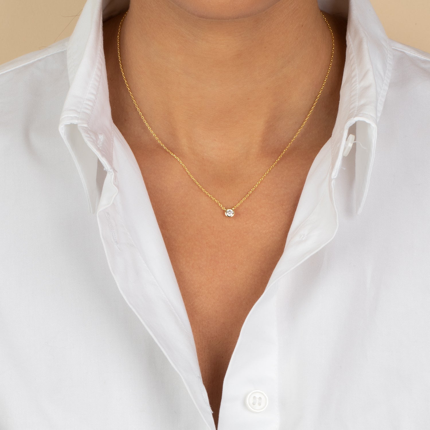 Mini CZ Bezel Pendant Necklace