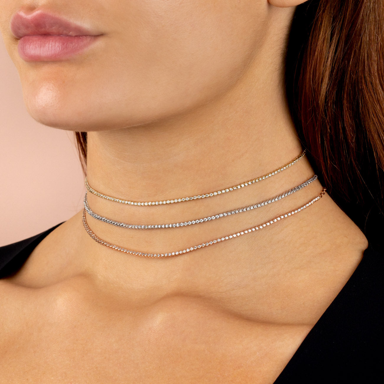  Thin Diamond Tennis Choker 14K - Adina's Jewels