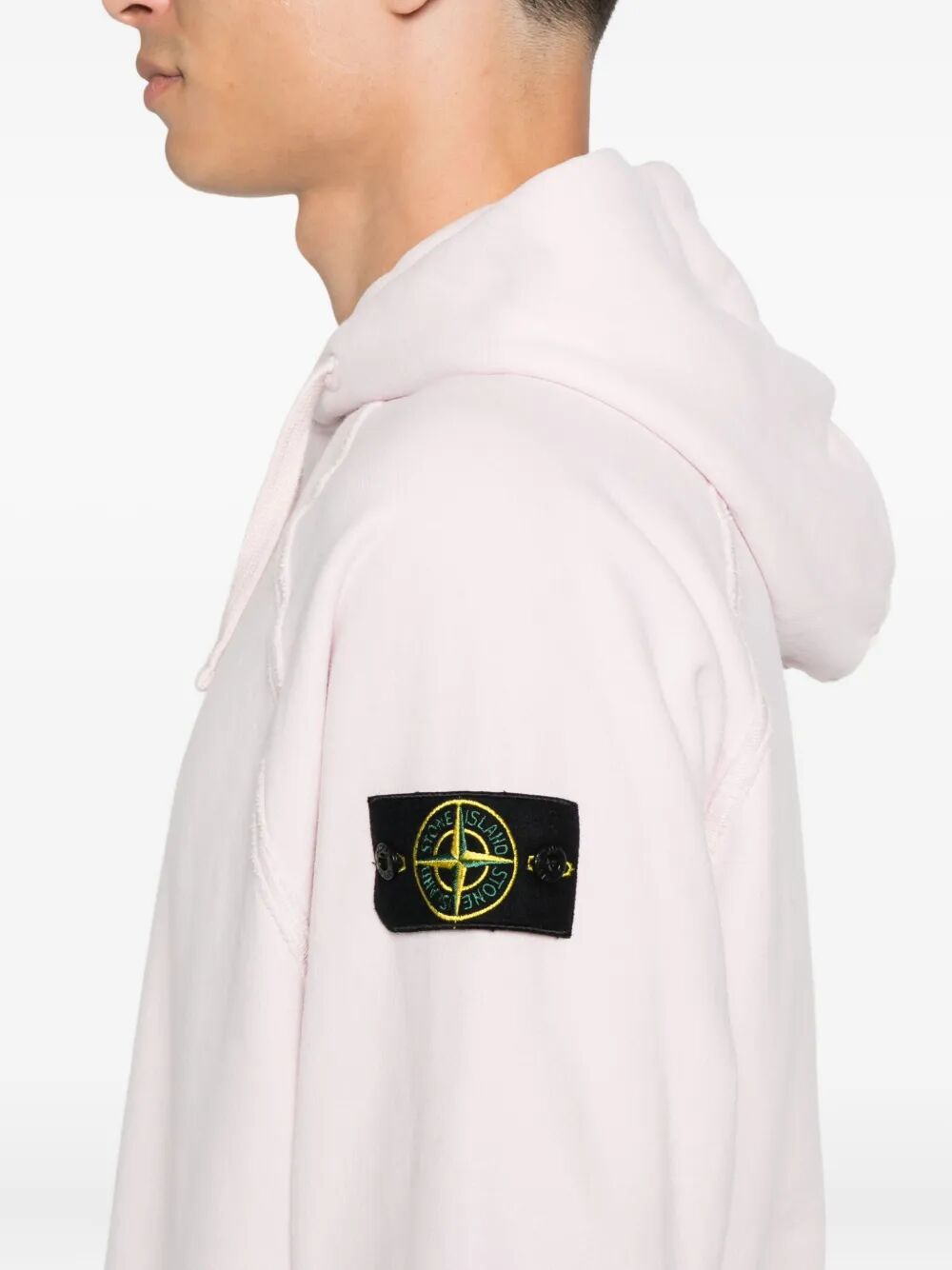 Stone Island Men Brushed Organic Cotton Fleece Oversized Fit Hoodie
