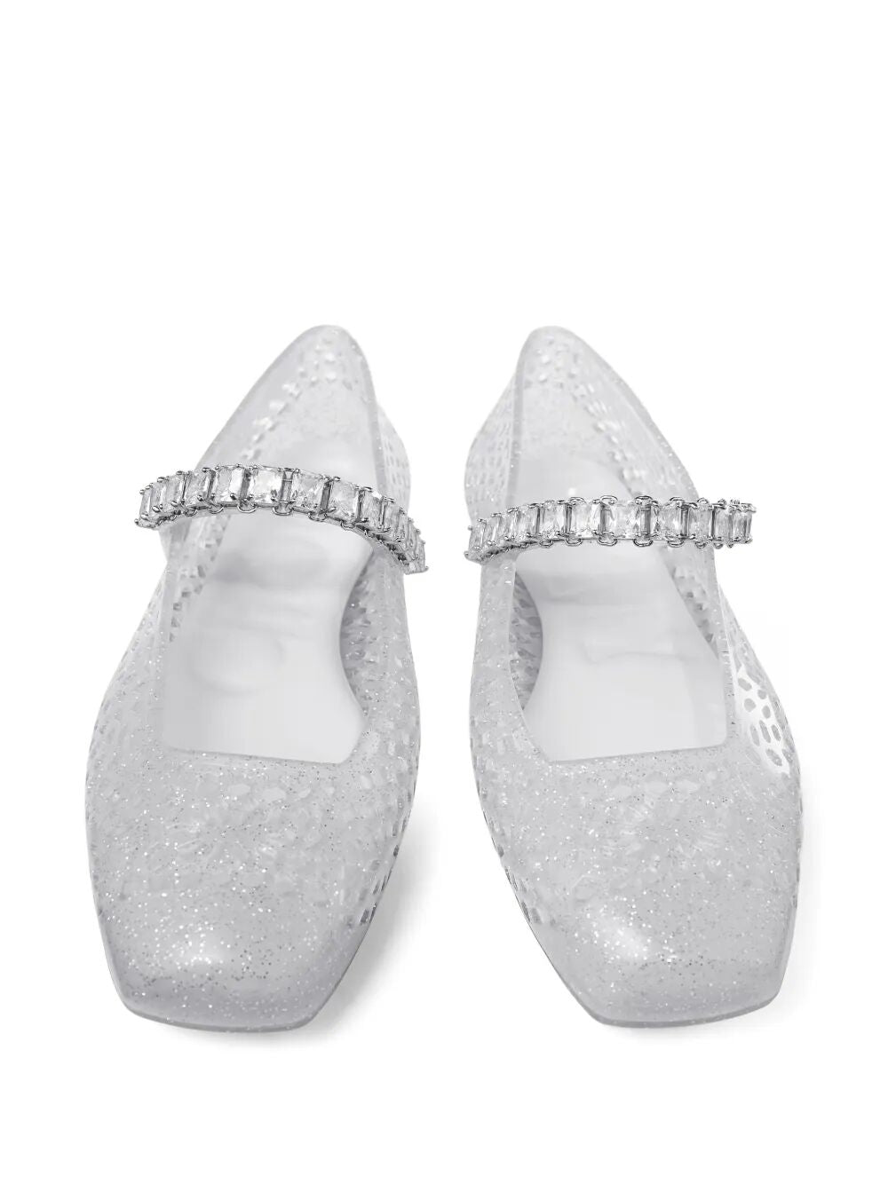 Jimmy Choo Women Clear Jelly Ballerina Flats With Crystal Embellishment