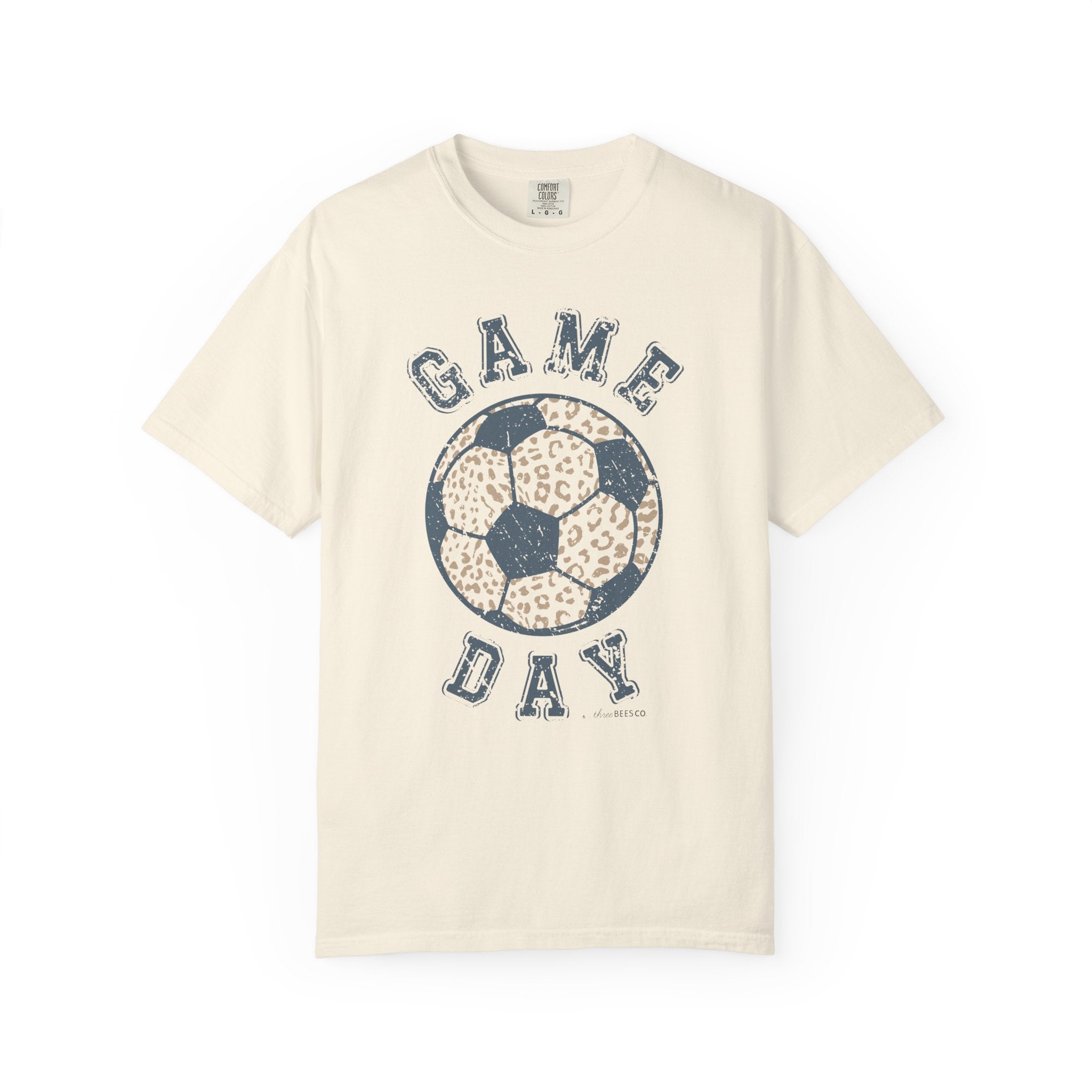 Adult Heavy Cotton Comfort Colors Soccer Game Day Leopard Hive Tee