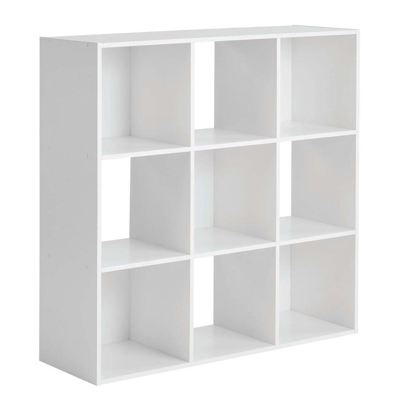 11" 9-Cube Storage Organizer Top panel and 2 middle shelves support up to 22 lbs each; bottom panel supports up to 33 lbs