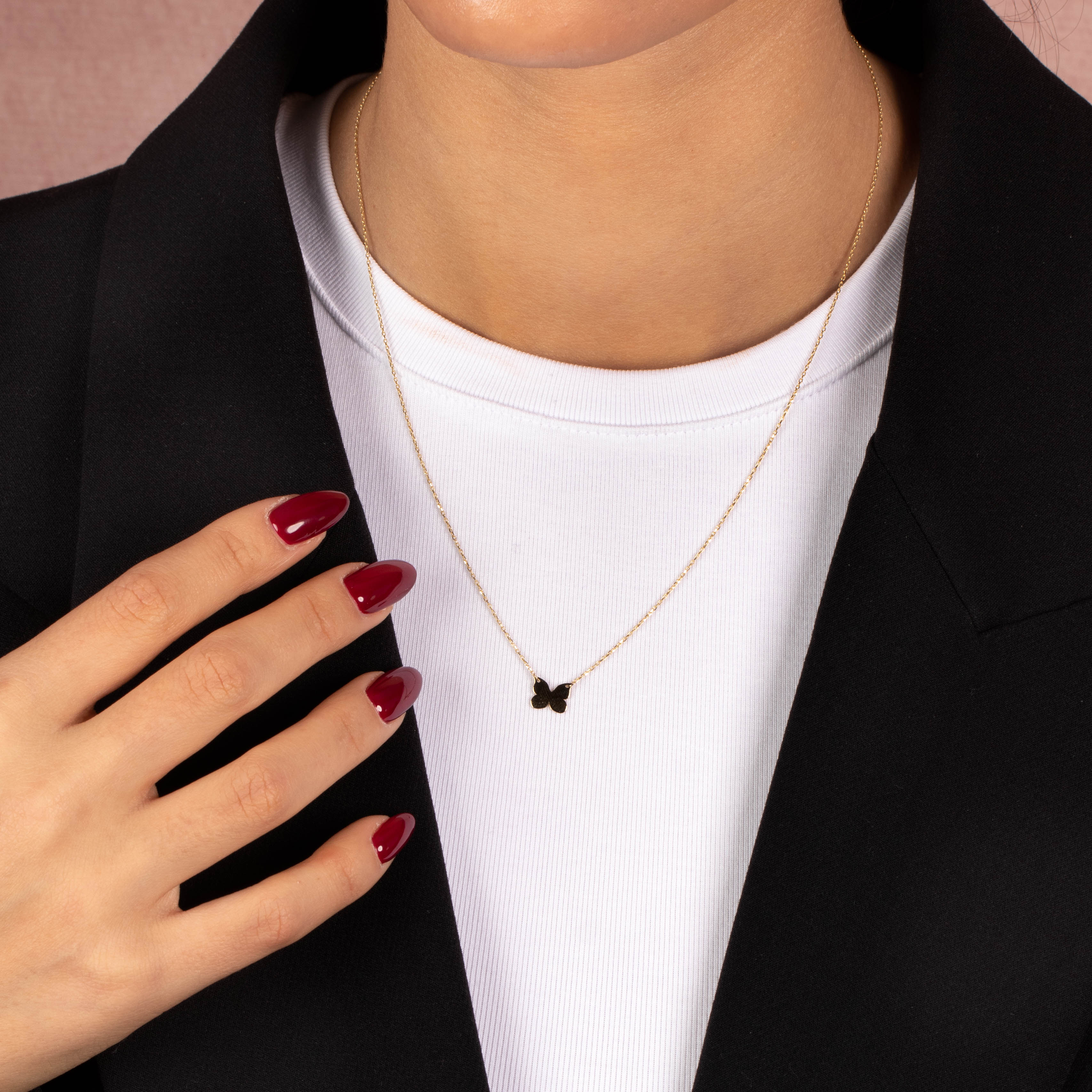  Butterfly Pendant Necklace 14K - Adina's Jewels