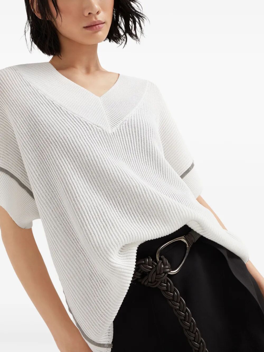 Brunello Cucinelli Women Shortsleeves Vneck Sweater