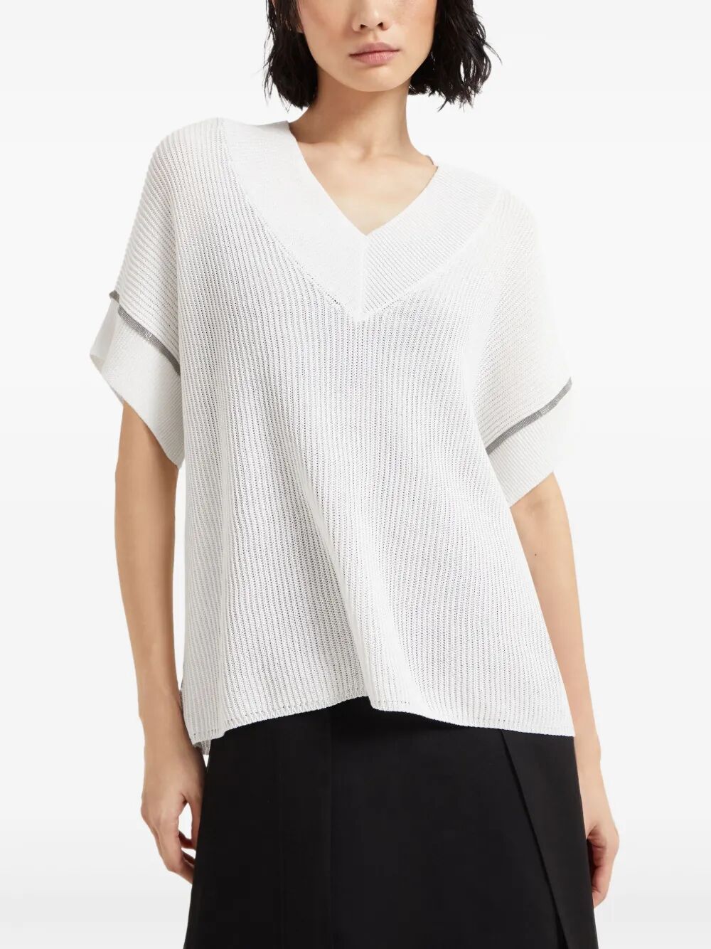 Brunello Cucinelli Women Shortsleeves Vneck Sweater