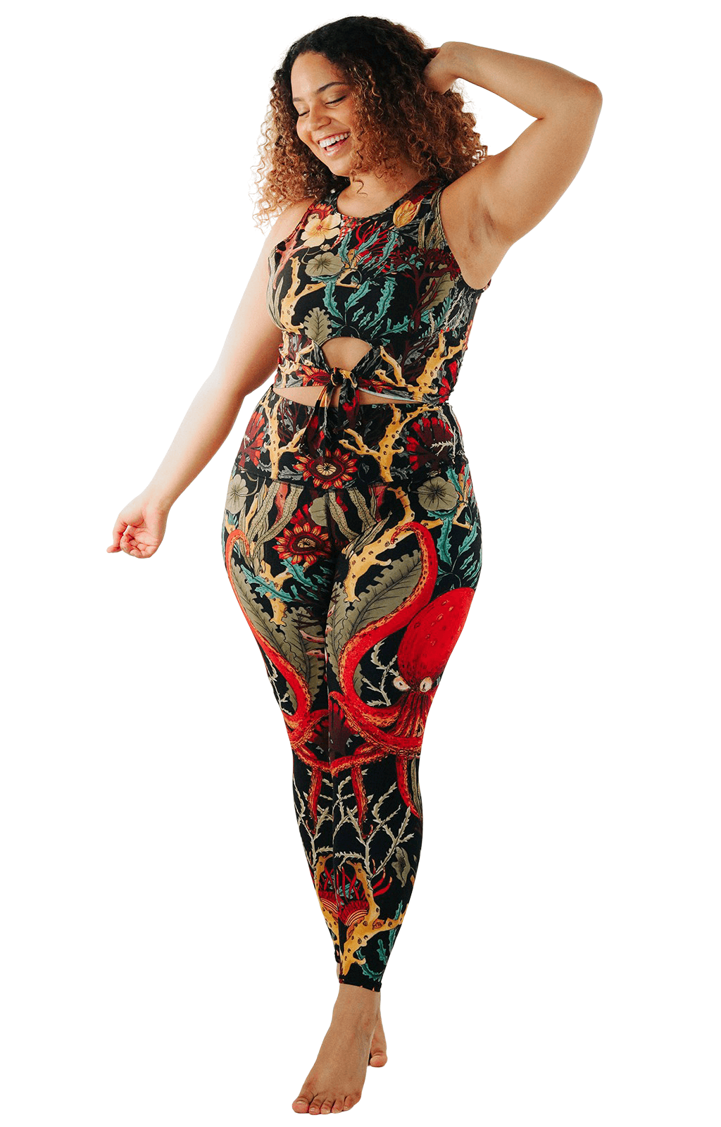 Coral My Name Printed Yoga Leggings Plus Size Full