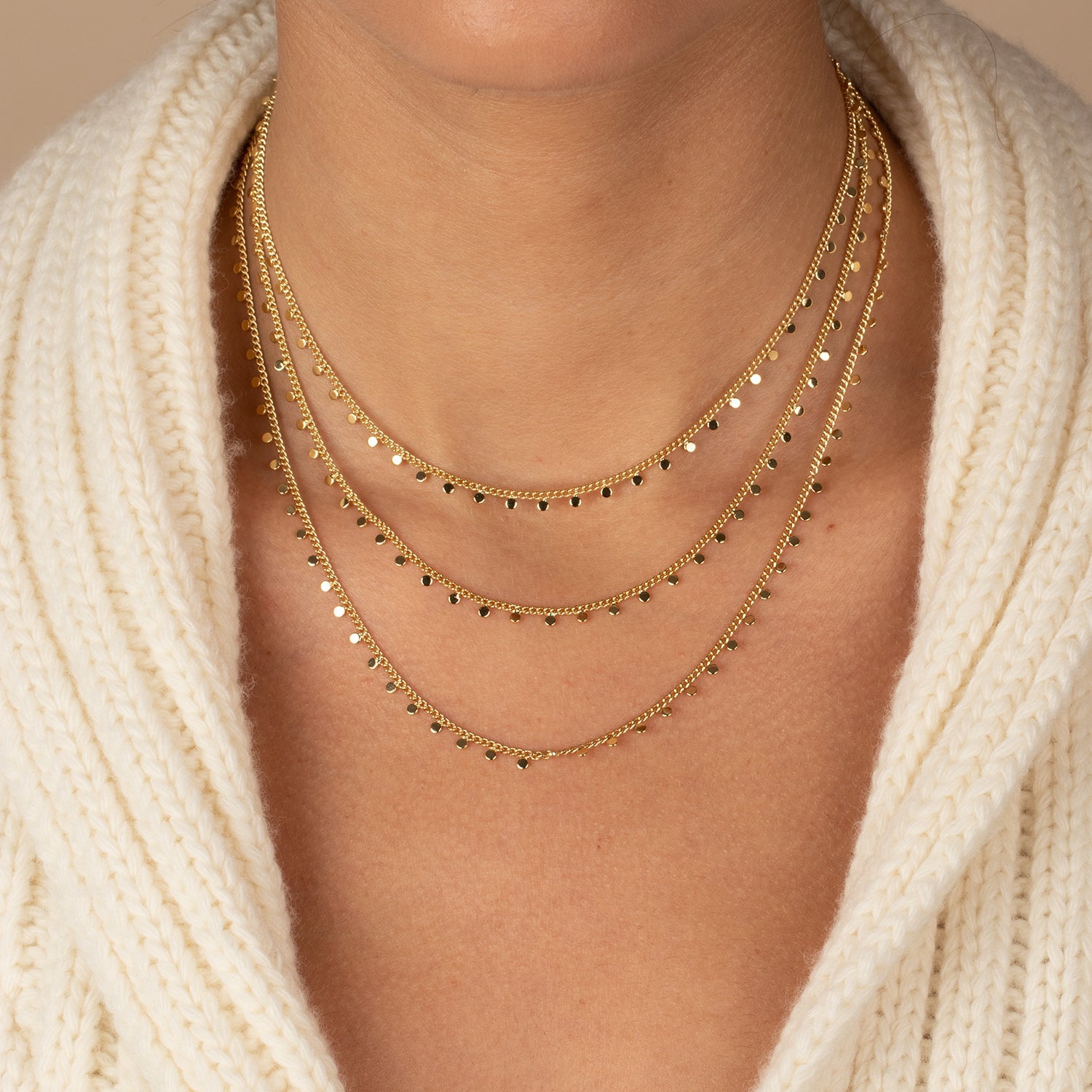 Solid Dangling Discs Cuban Link Necklace Combo Set - Adina's Jewels