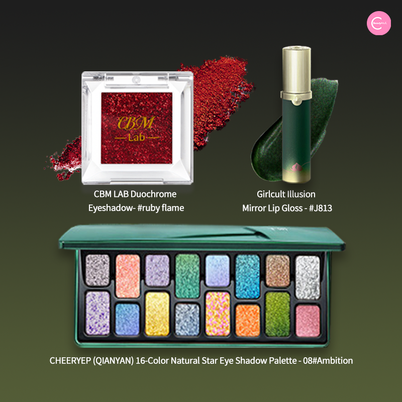 NOIRICORN X @ghoul.in.japan retro glam holiday limited Duochrome Eyeshadow Collection - #Ruby Flame