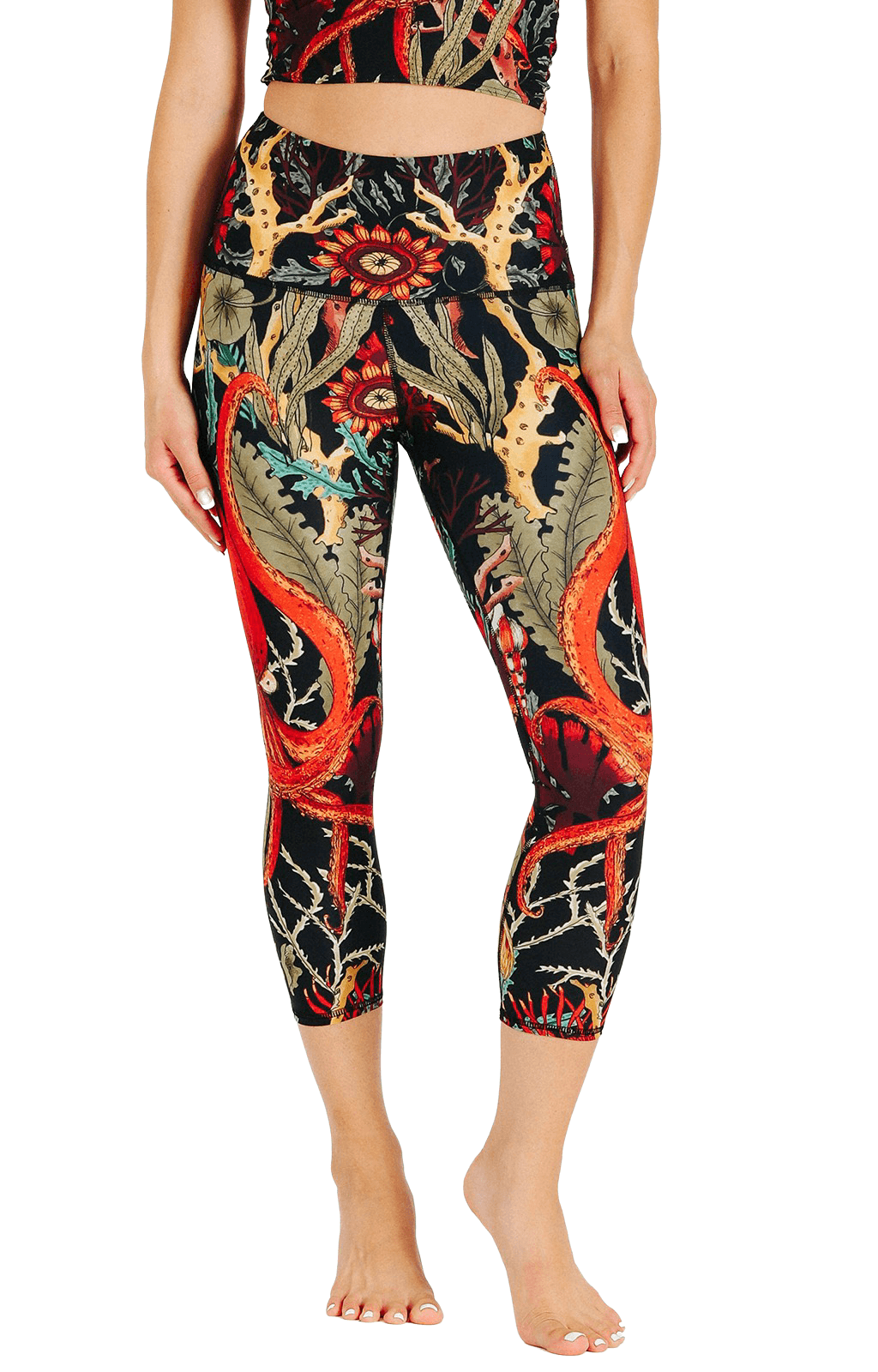 Coral My Name Printed Yoga Crops Front