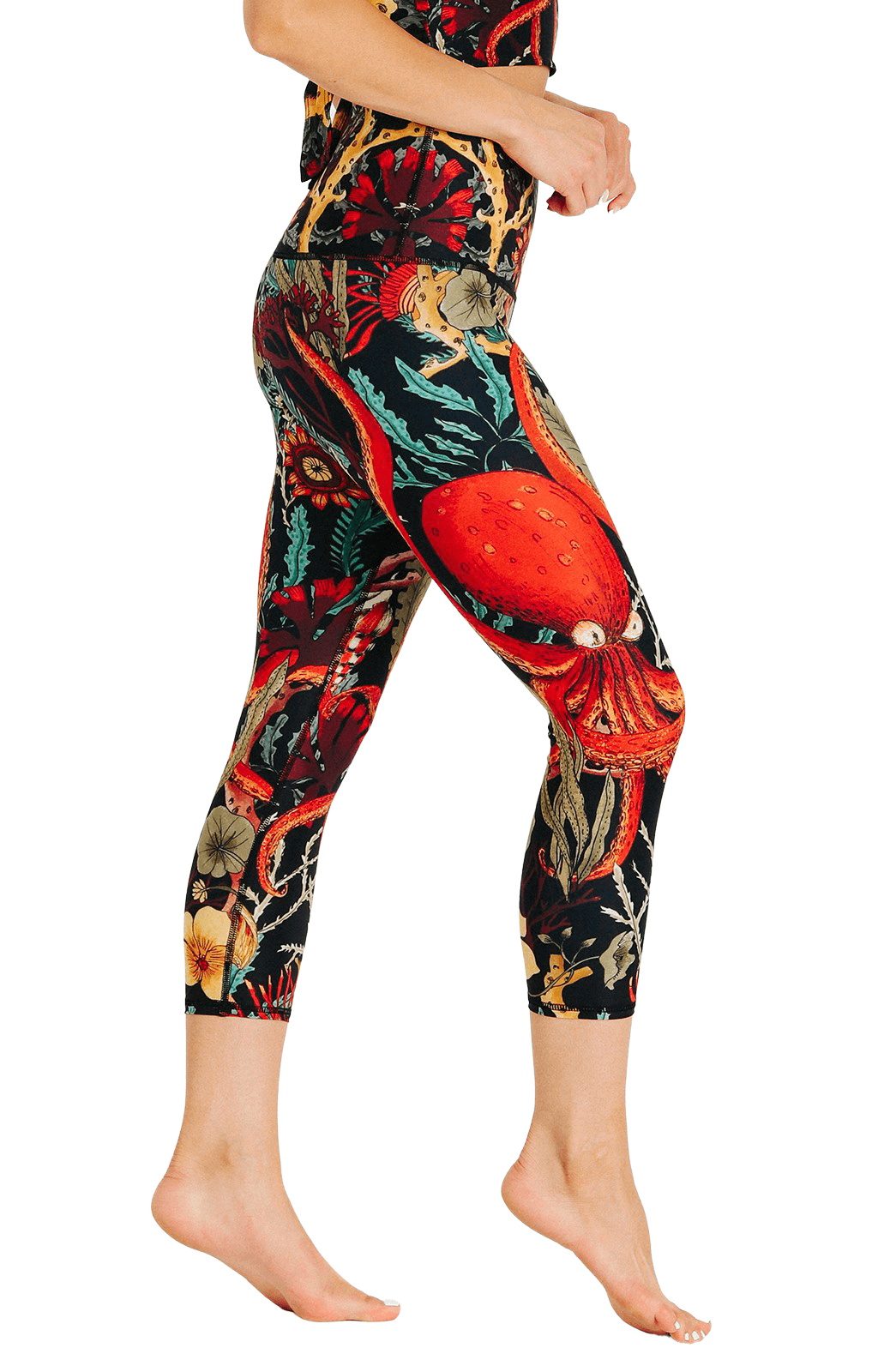 Coral My Name Printed Yoga Crops Right
