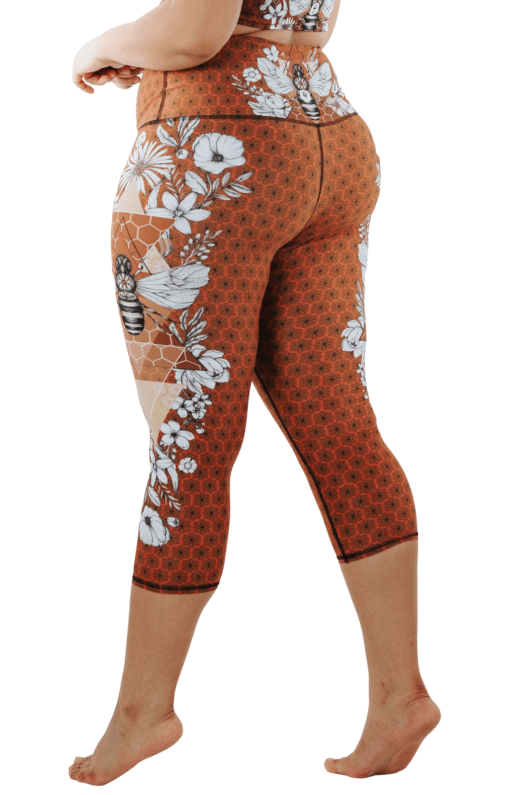 Beeloved Printed Yoga Crops Plus Side