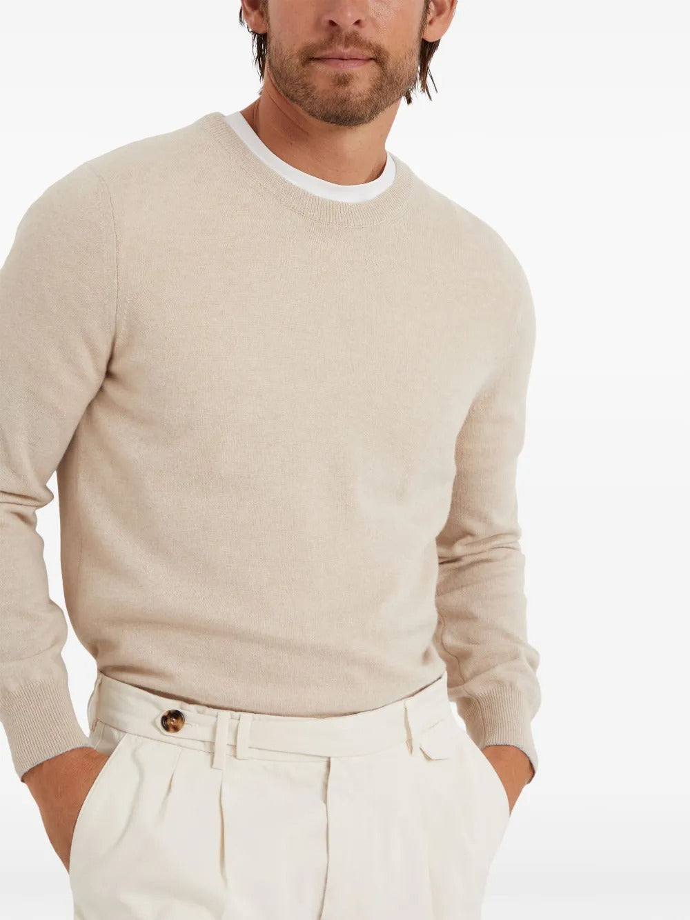 Brunello Cucinelli Men Cashmere Crew Neck Sweater