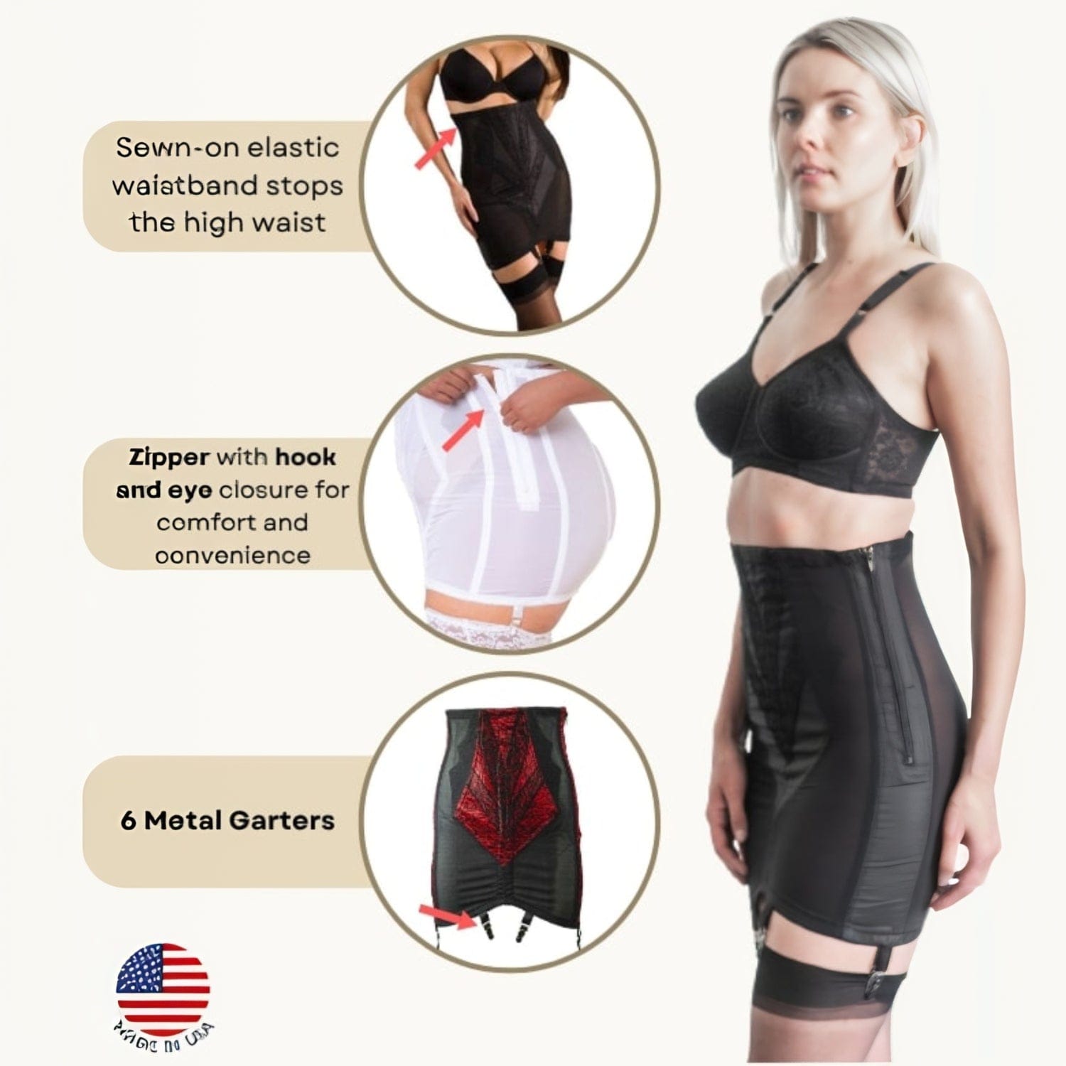 Style 1294 | Open Bottom Girdle Extra Firm Shaping | Zipper + Hook Closure | Sizes M–8X