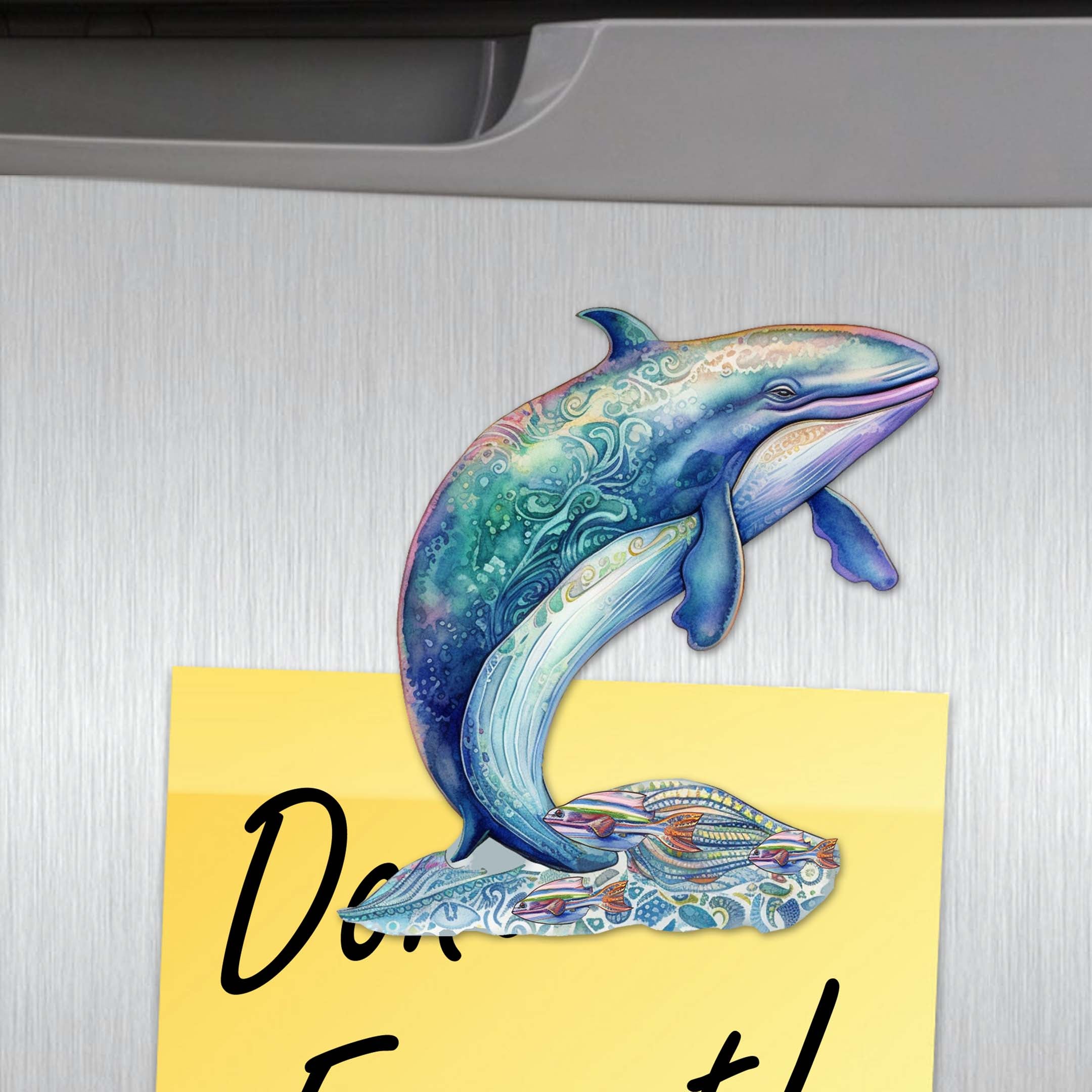 Whale's Melody Decorative Wooden Magnets Set of 6 by G. Debrekht - Wildlife Coastal Decor - 8090110G-S6