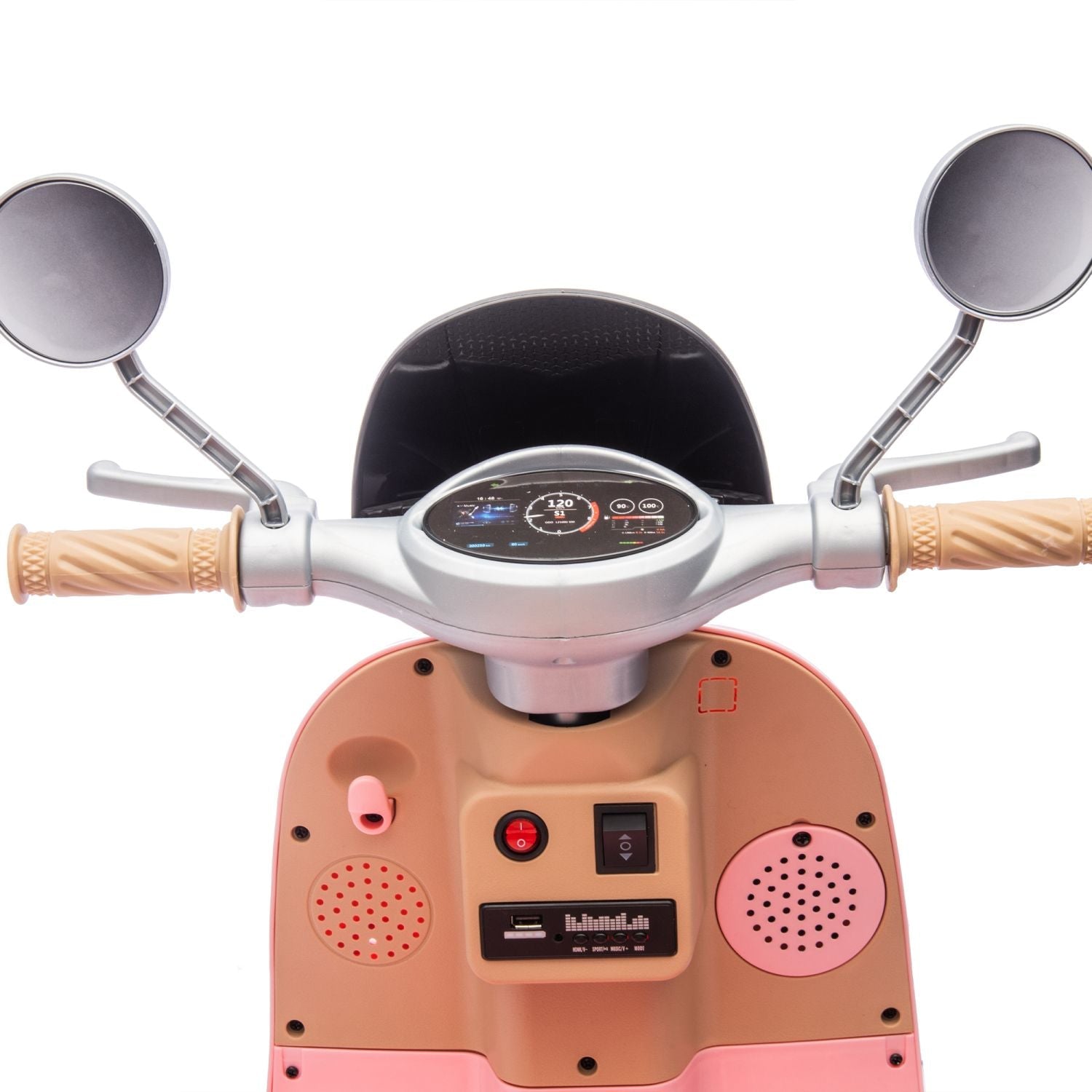 12V Two-seater Kids Ride On Level Up Electric Motorcycle,2wd,Three-wheel Toy w/Music,Bluetooth,USB,Backseat flip adult seat,Portable Storage Hooks&Oversized Trunk,LED Headlight For Kids 3-6.