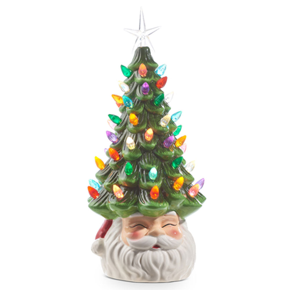 13.5" Vintage Santa Lighted Ceramic Tree