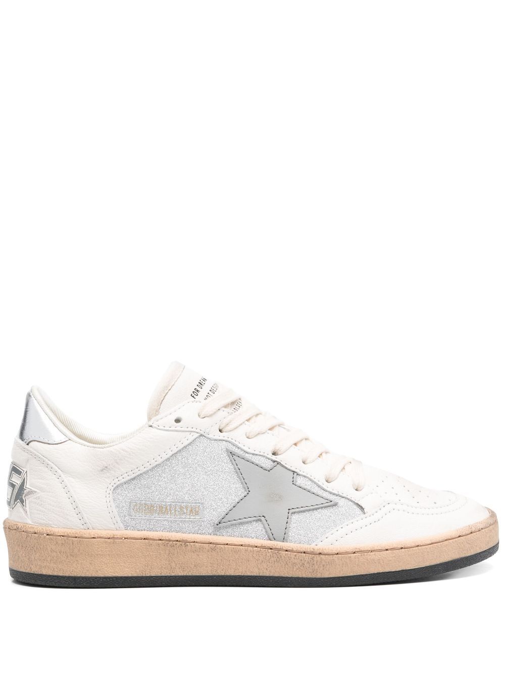 Golden Goose Women Ballstar Glitter And Nappa Upper Nappa Toe And Spur Leather Star Laminated Heel