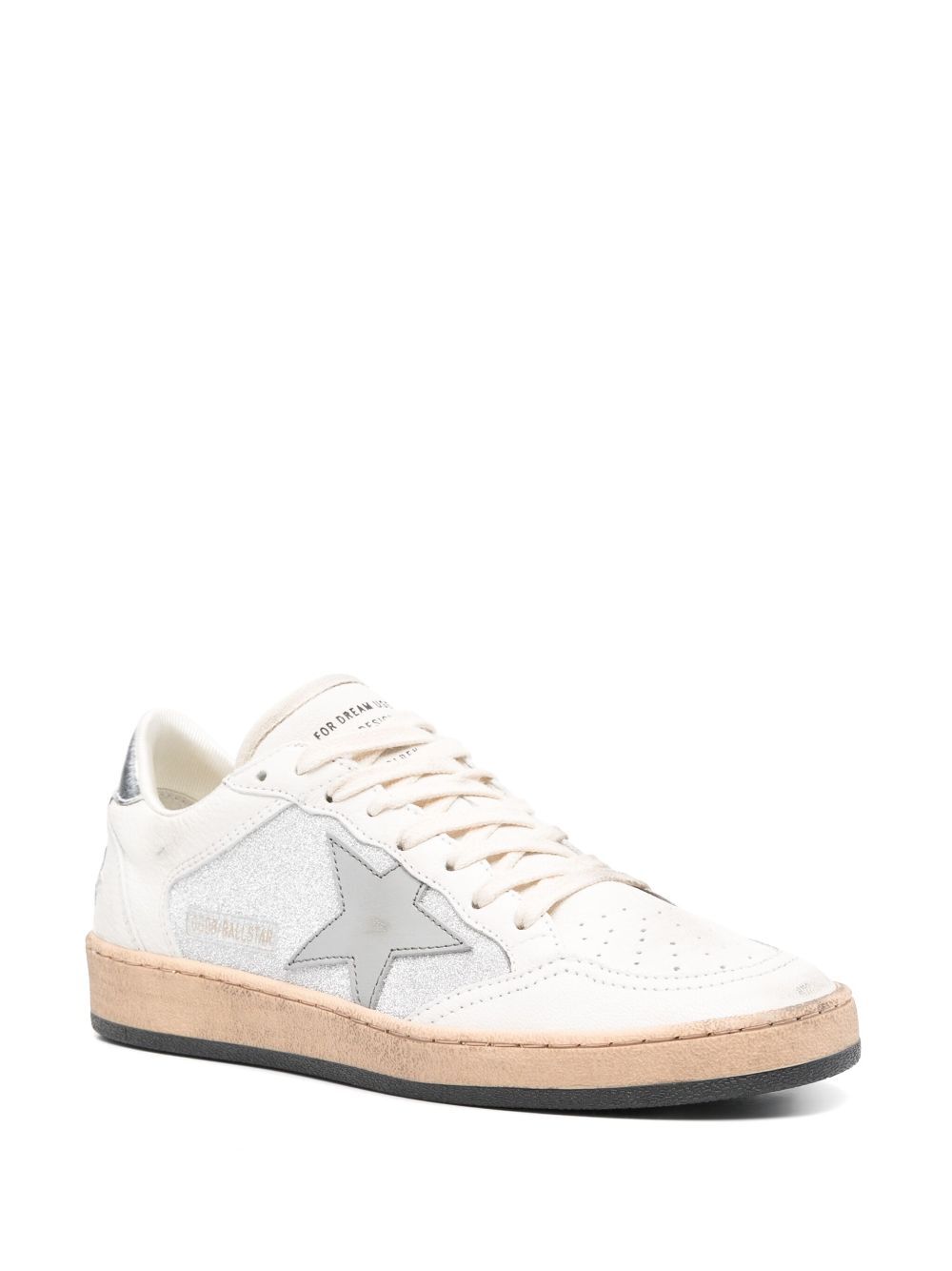 Golden Goose Women Ballstar Glitter And Nappa Upper Nappa Toe And Spur Leather Star Laminated Heel