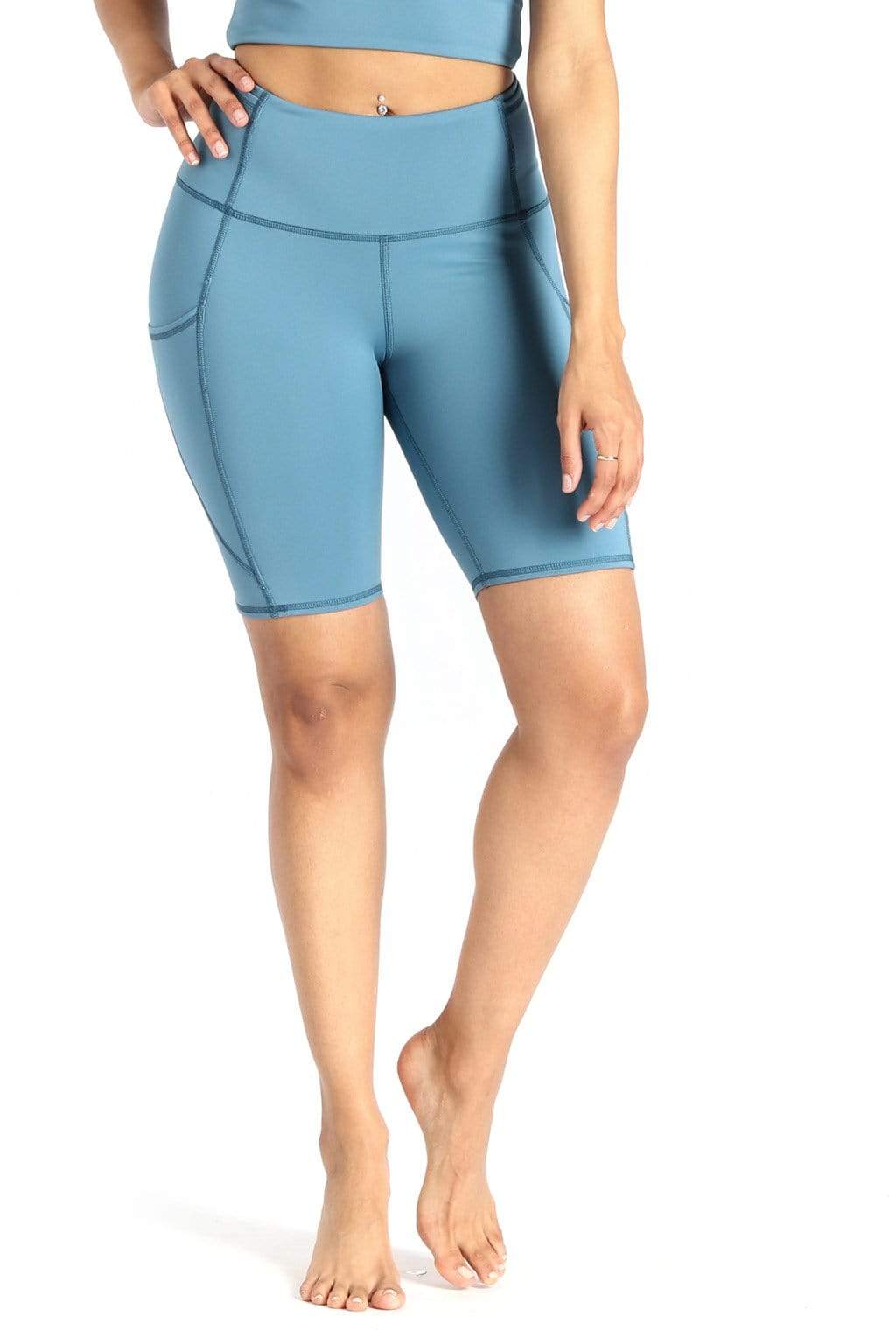 Utility Biker Short in Ocean Zoomed in View