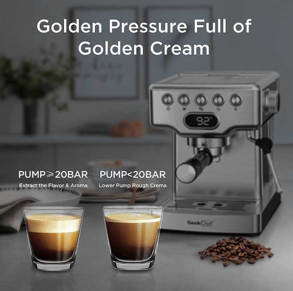 1350W Semi-automatic coffee machine 19Bar (ULKA) high pressure pump extraction 1 cup / 2 cup espresso machine 1.8L water tank capsule