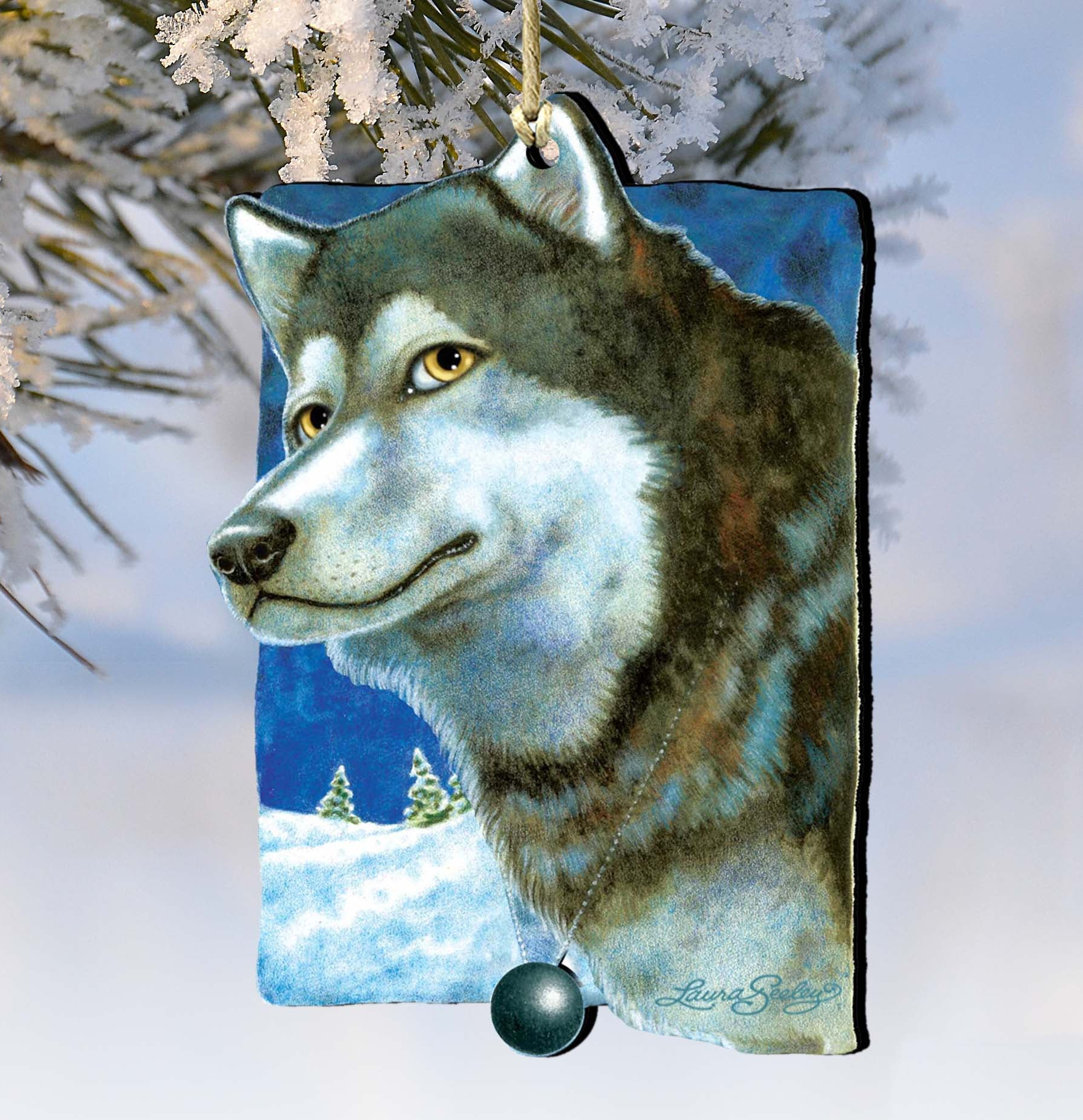 Snow Tracks Wooden Ornaments Pets by Laura Seeley - Pets Dog and Cats Decor - 8511014-LS