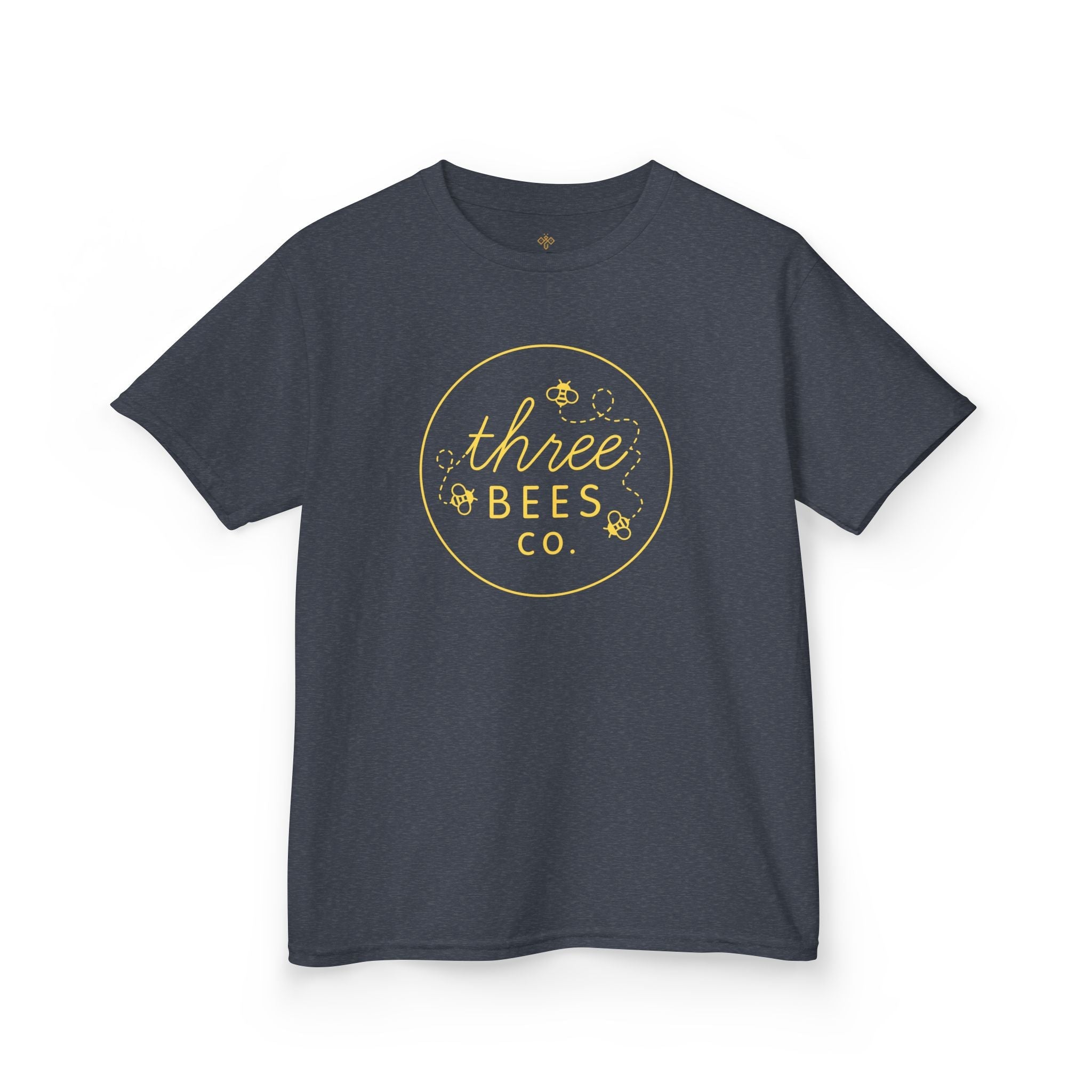 Kids Heavy Cotton Gildan Three Bees Classic Logo in Yellow Hive Tee