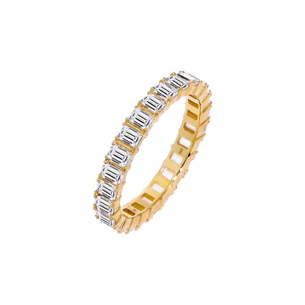 14K Gold / 5 / 2 CT Lab Grown Diamond Emerald Eternity Band 14K - Adina's Jewels