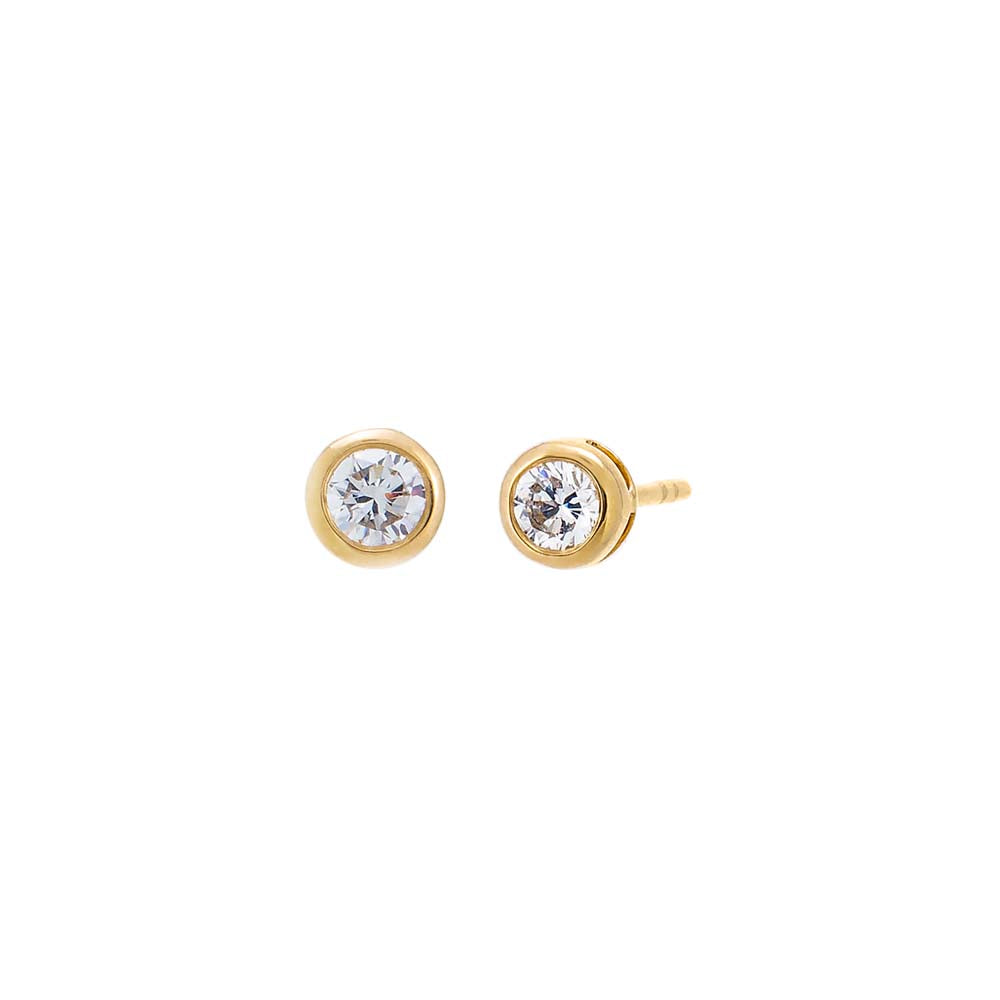Lab Grown Diamond Solitaire Bezel Stud Earring 14K - Adina's Jewels