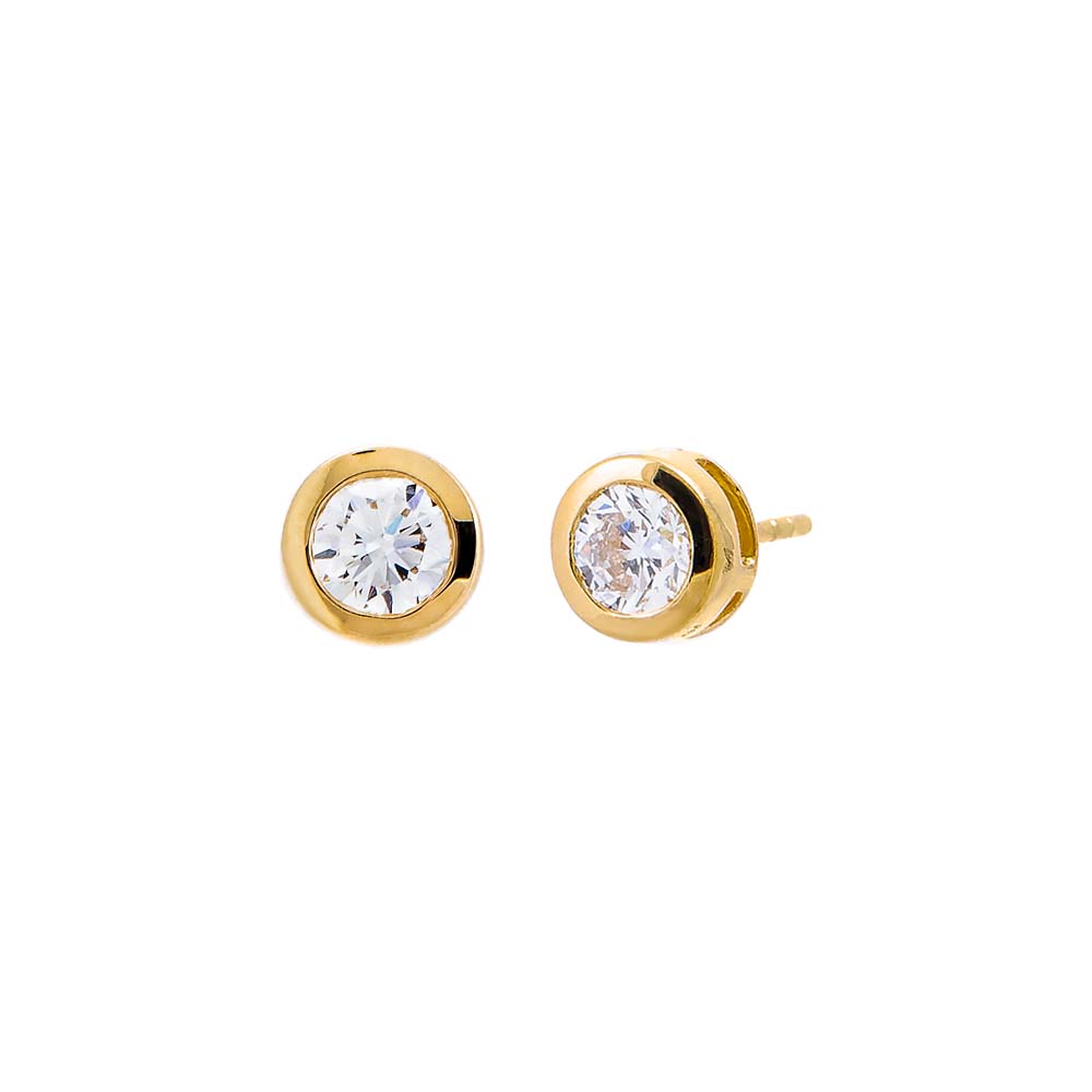 14K Gold / 1 CT Lab Grown Diamond Solitaire Bezel Stud Earring 14K - Adina's Jewels