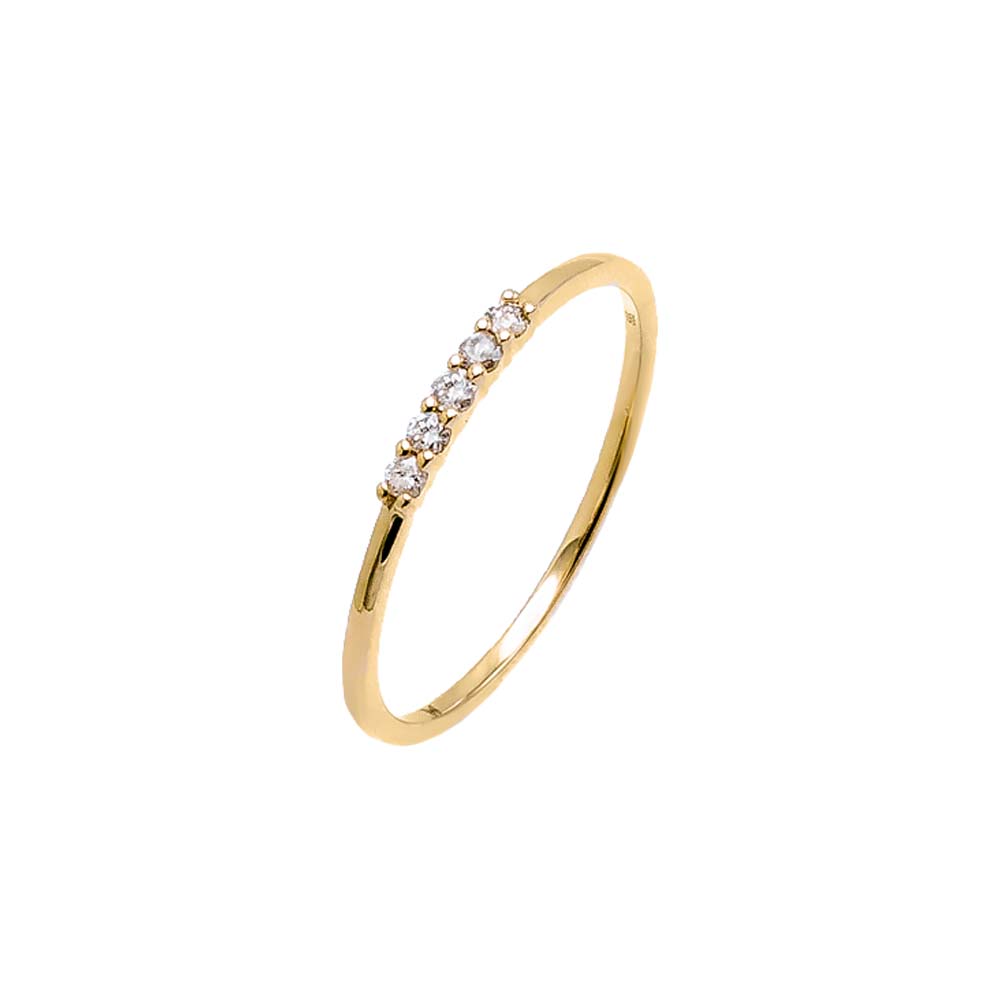 14K Gold / 6 Diamond Pave Accented Dainty Ring 14K - Adina's Jewels
