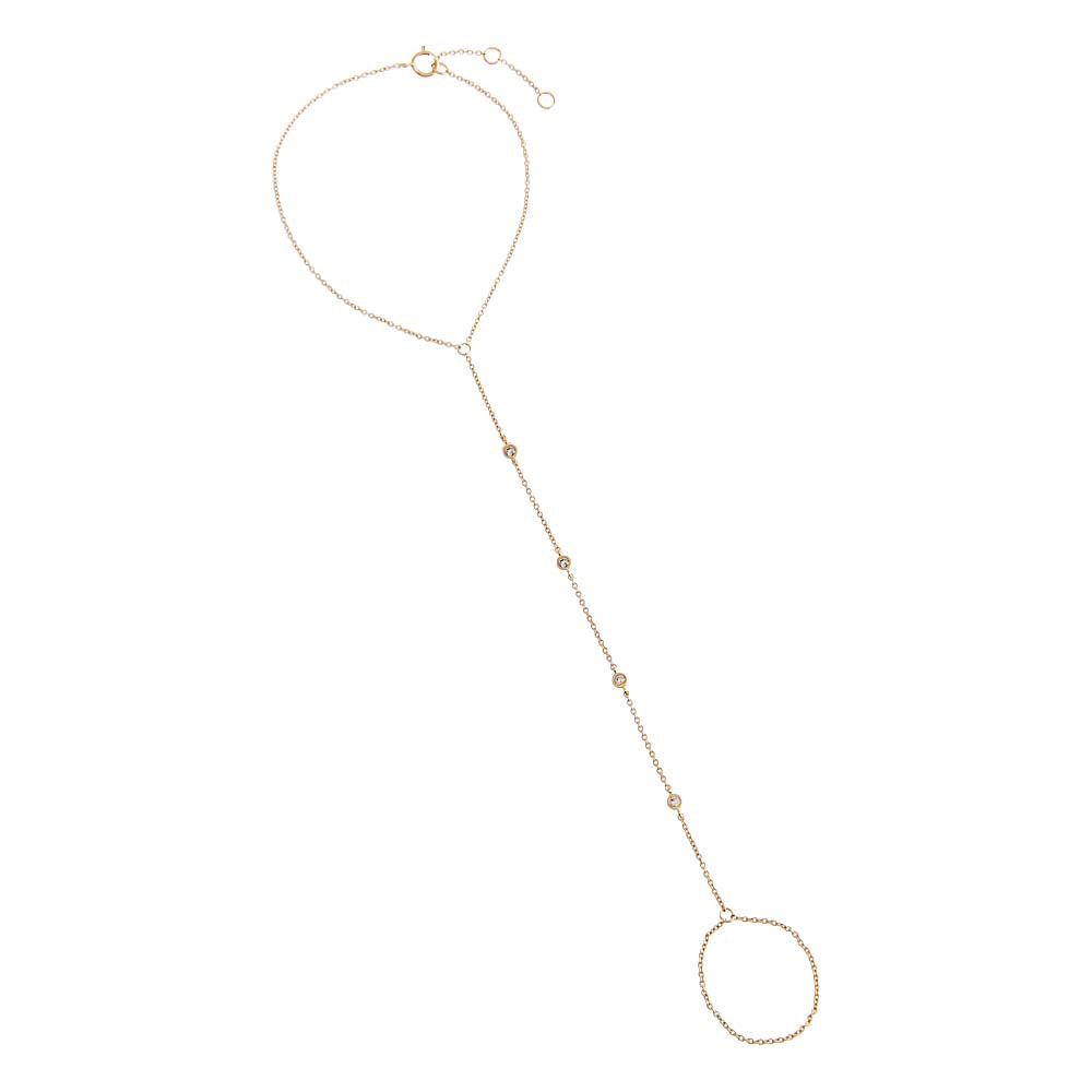 14K Gold Diamond Multi Bezel Hand Chain 14K - Adina's Jewels