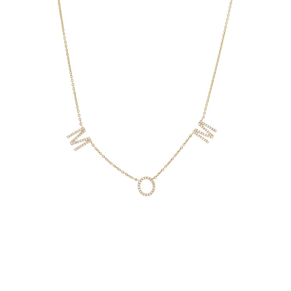14K Gold Diamond Pave Mom Necklace 14K - Adina's Jewels