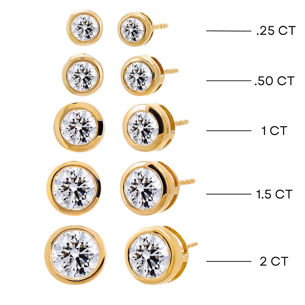  Lab Grown Diamond Solitaire Bezel Stud Earring 14K - Adina's Jewels