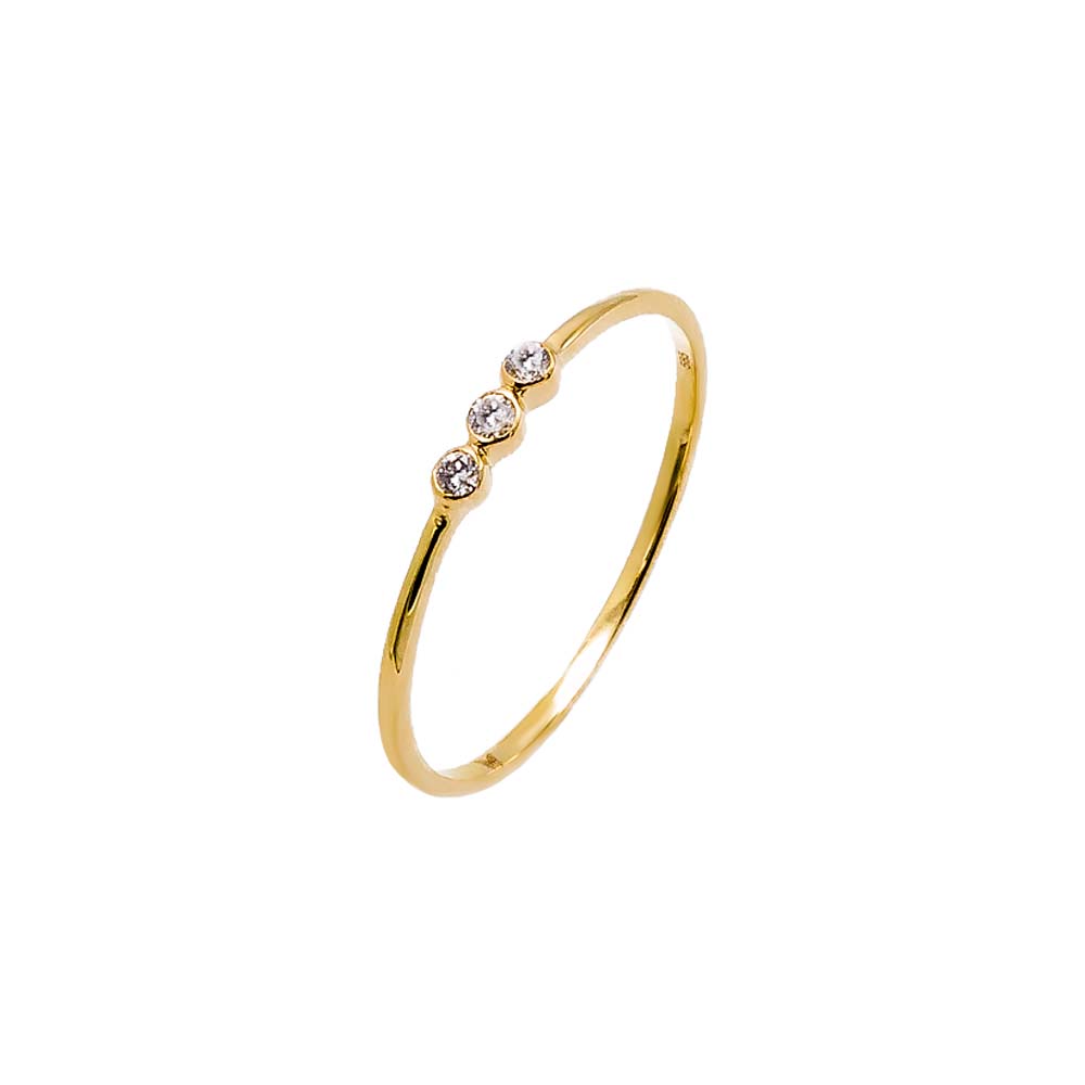 14K Gold / 6 Diamond Triple Bezel Dainty Ring 14K - Adina's Jewels