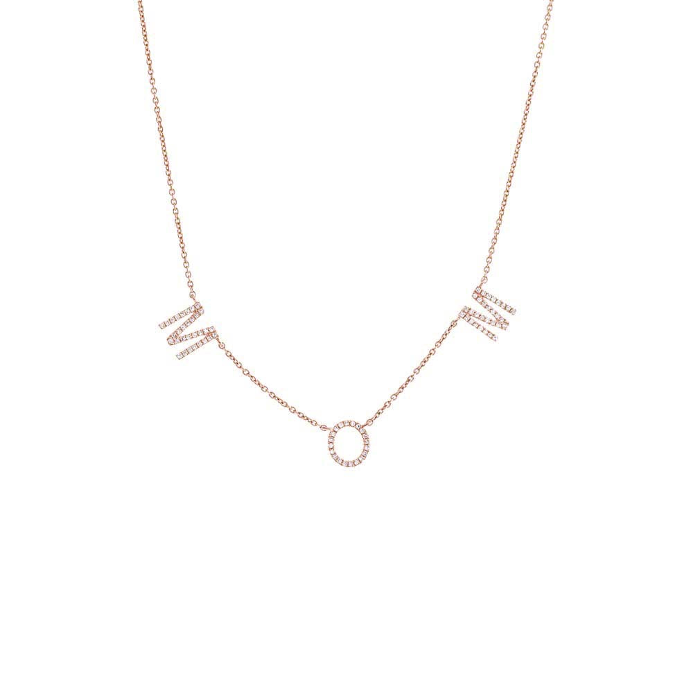 14K Rose Gold Diamond Pave Mom Necklace 14K - Adina's Jewels