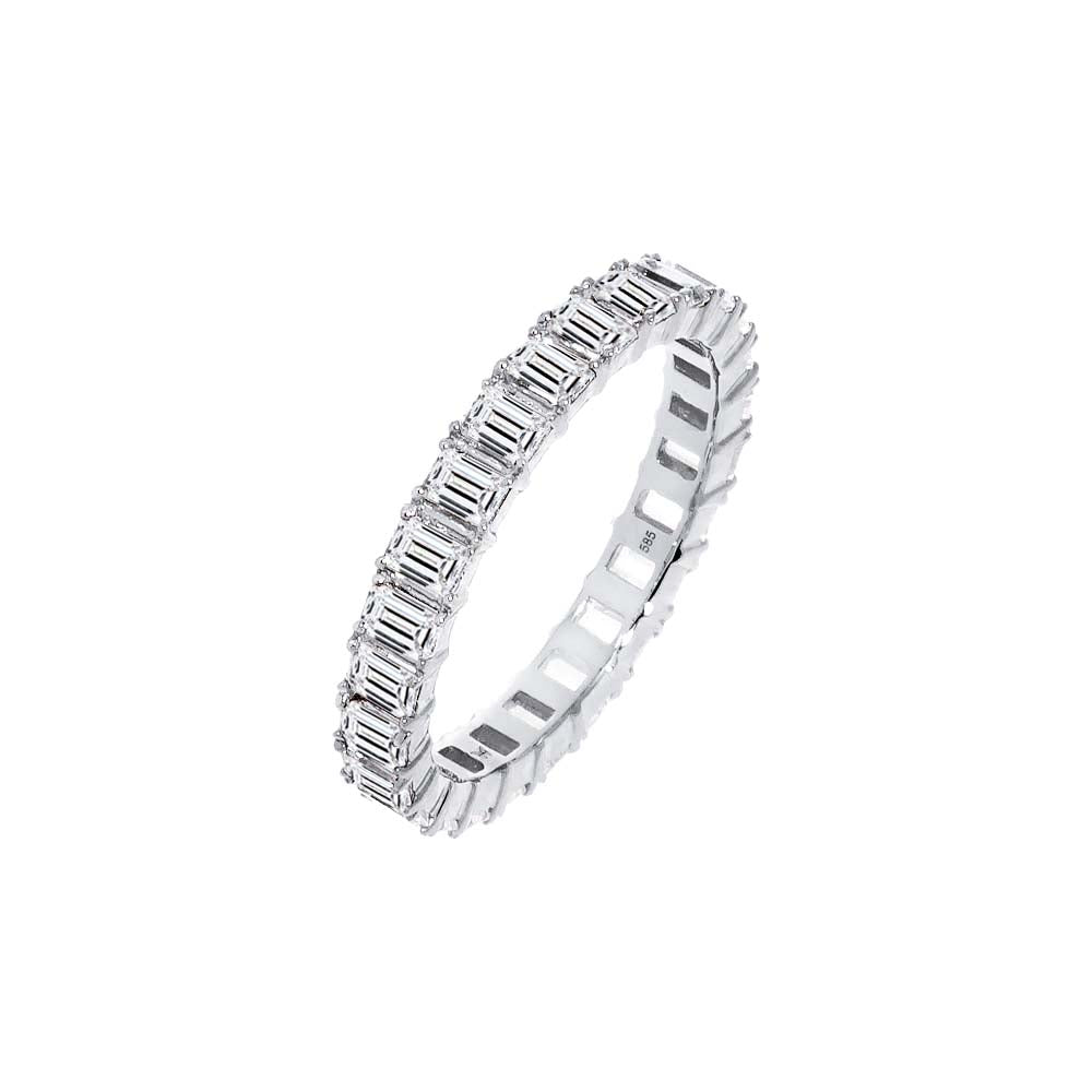 14K White Gold / 5 / 2 CT Lab Grown Diamond Emerald Eternity Band 14K - Adina's Jewels