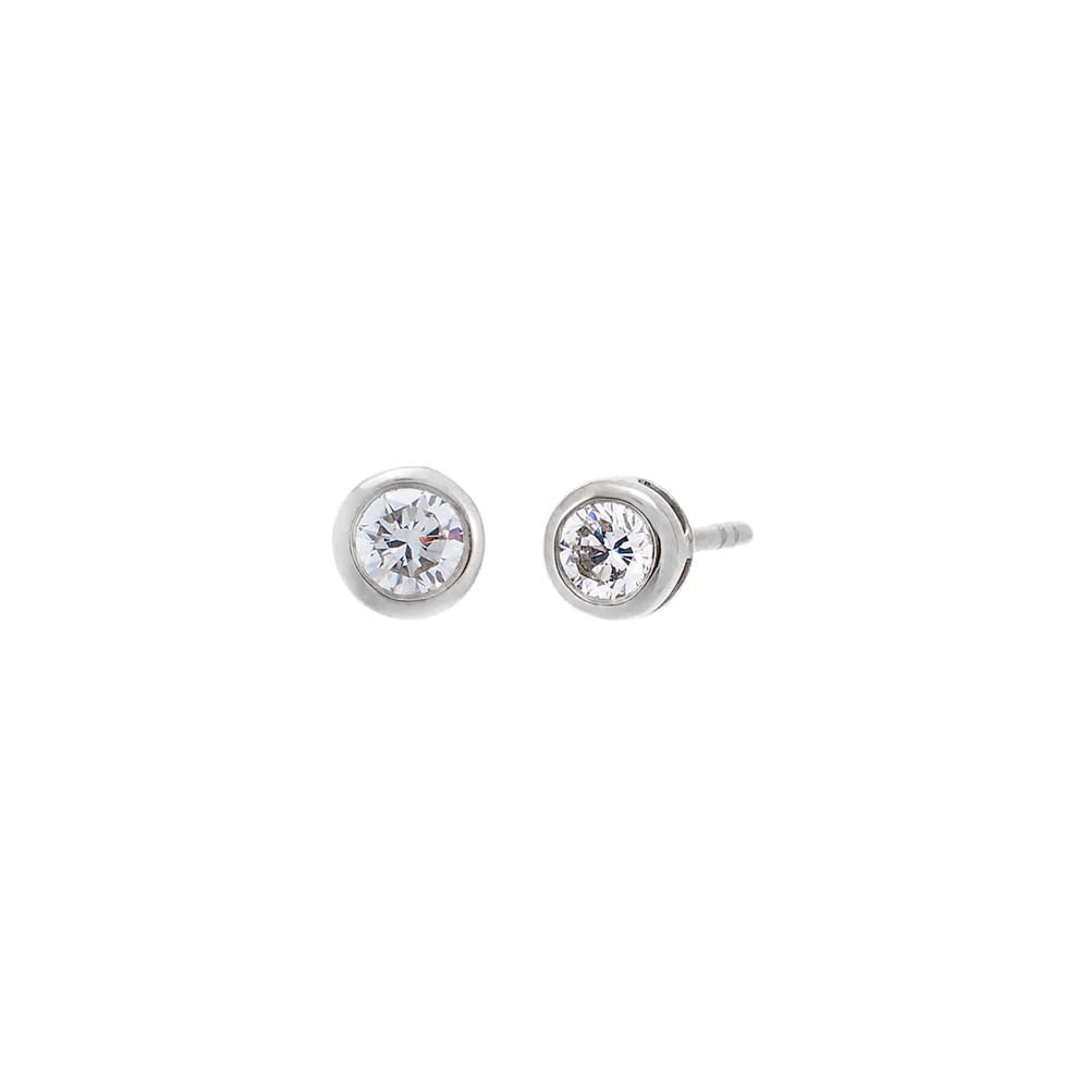  Lab Grown Diamond Solitaire Bezel Stud Earring 14K - Adina's Jewels