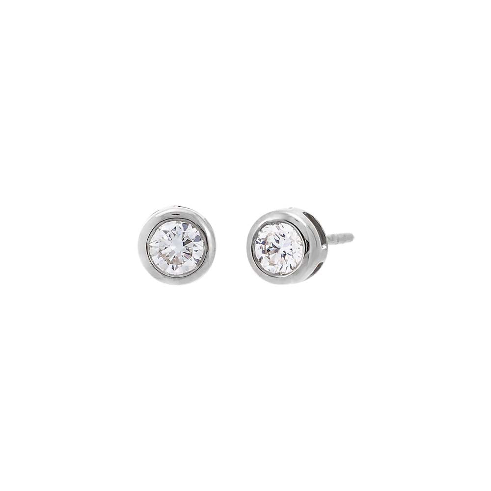  Lab Grown Diamond Solitaire Bezel Stud Earring 14K - Adina's Jewels