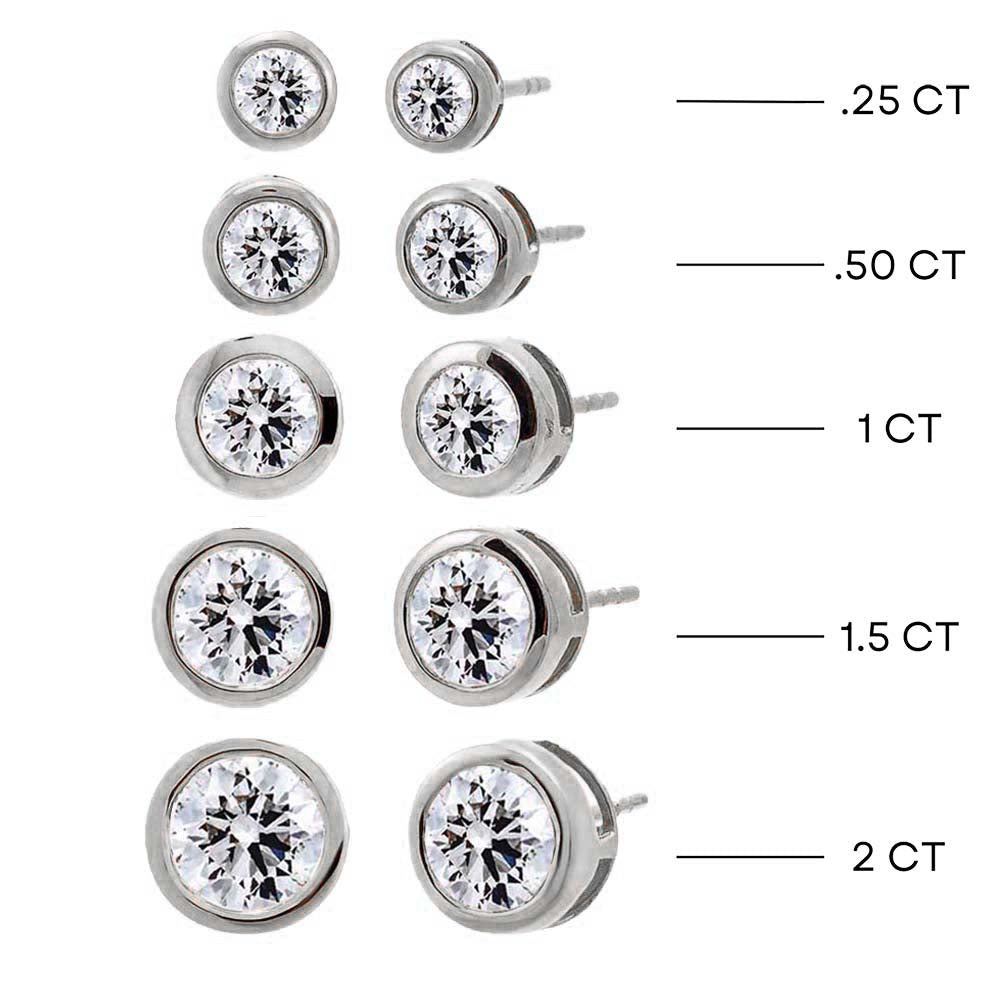  Lab Grown Diamond Solitaire Bezel Stud Earring 14K - Adina's Jewels