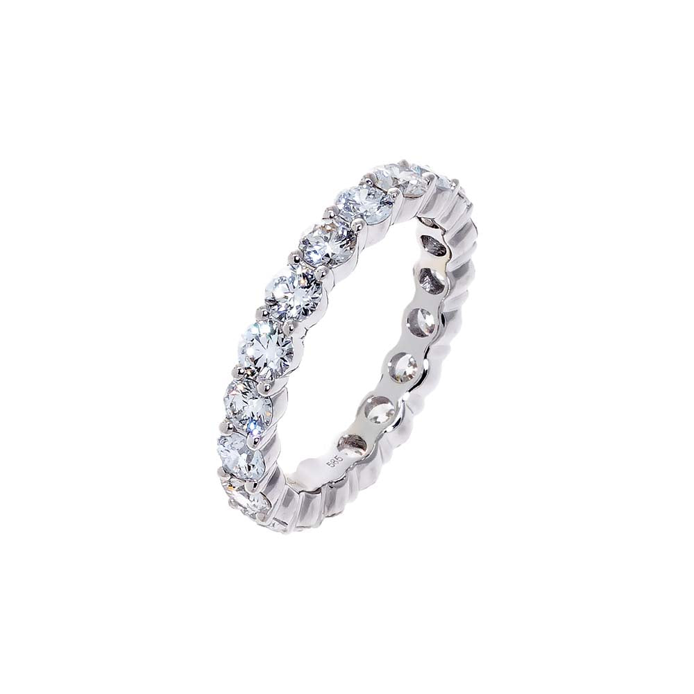 14K White Gold / 5 / 0.50 CT Lab Grown Diamond Round Eternity Band 14K - Adina's Jewels