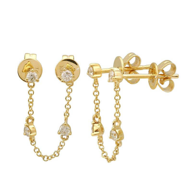 Elegant gold chain drop earrings with sparkling diamond accents from our jewelry collection.