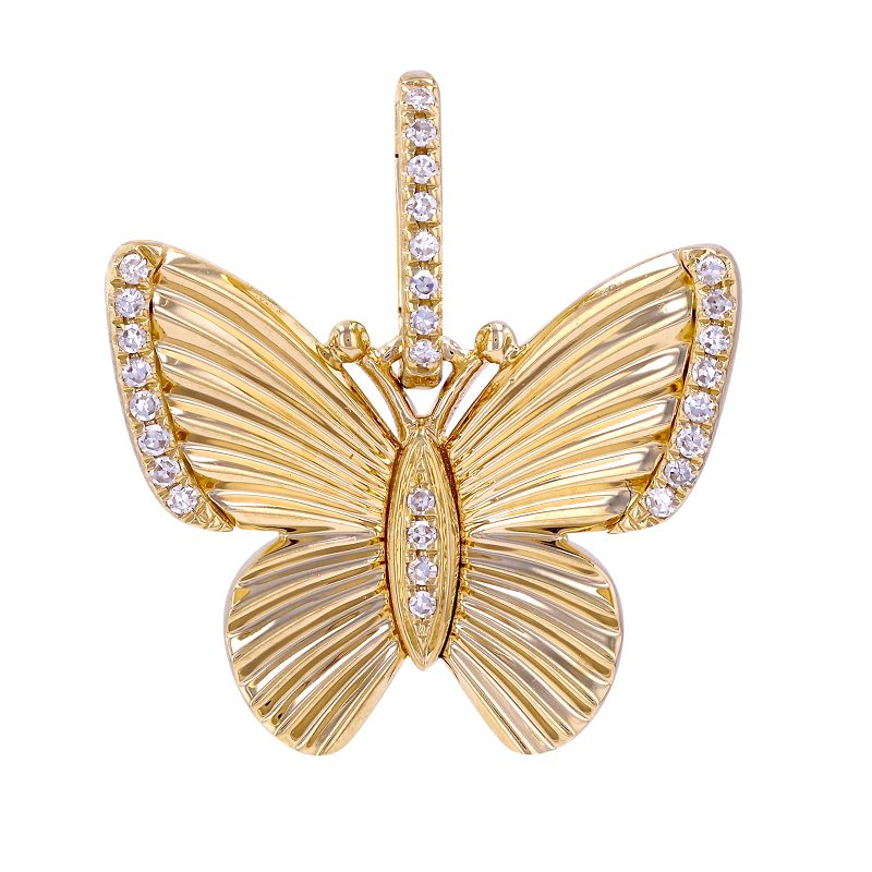14K Gold Diamond Radiating Butterfly Necklace Charm by IZAKOV