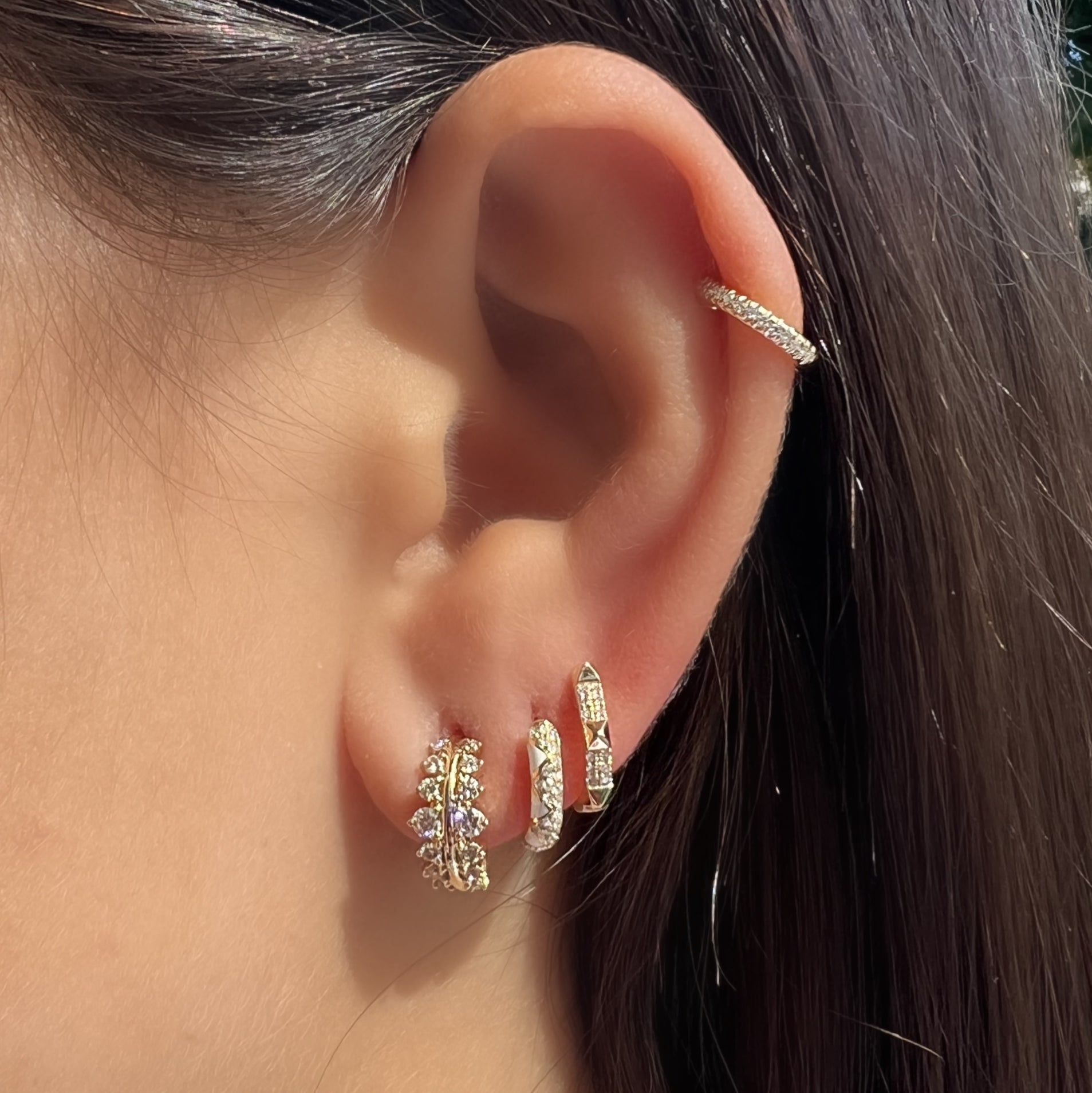14K Gold Micro Pave Diamond Ear Cuff - Earrings - Izakov Diamonds + Fine Jewelry