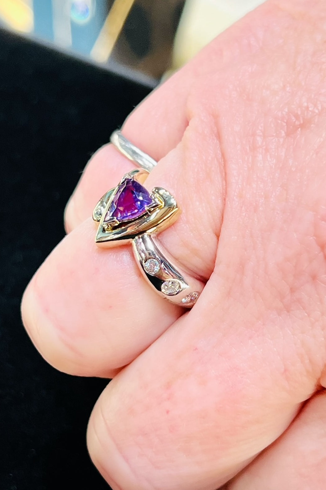 14kt 2-Tone Amethyst & Diamond Ring