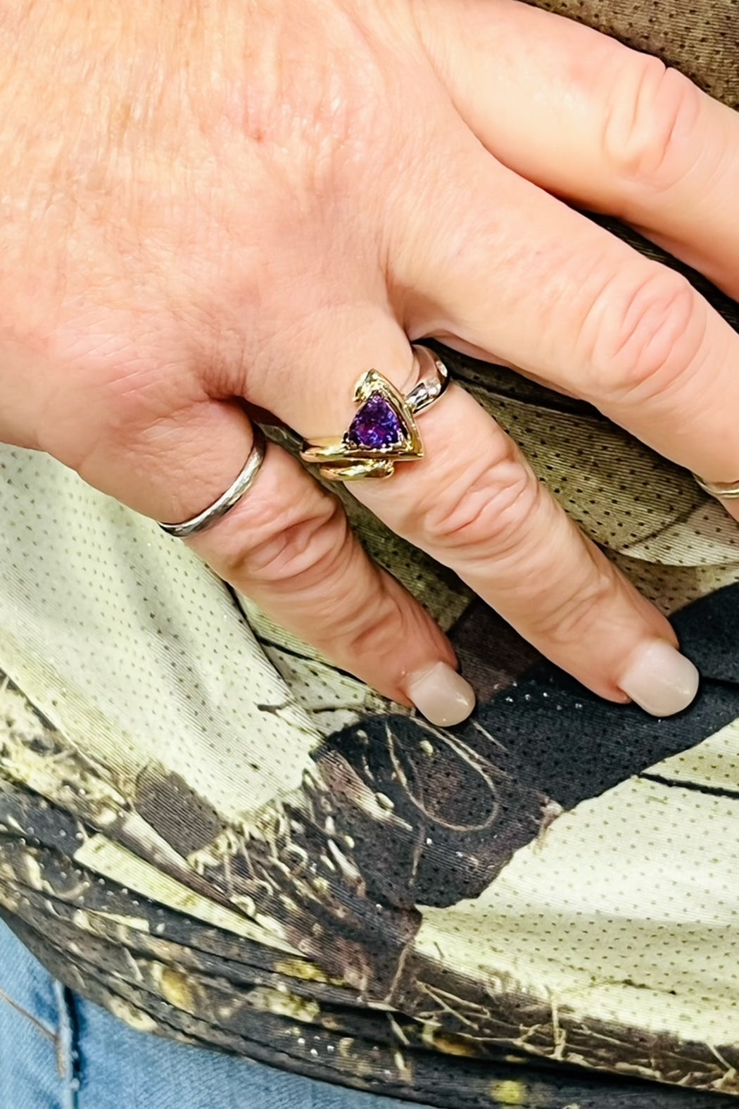 14kt 2-Tone Amethyst & Diamond Ring