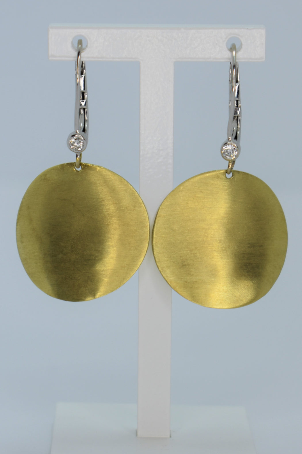 14kt 2-Tone Gold Diamond Disc Earrings