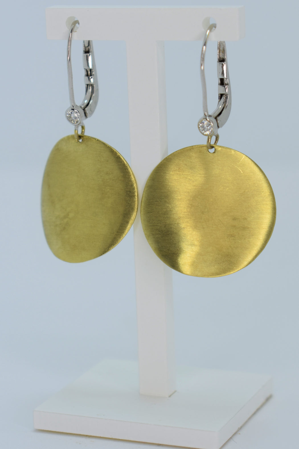 14kt 2-Tone Gold Diamond Disc Earrings